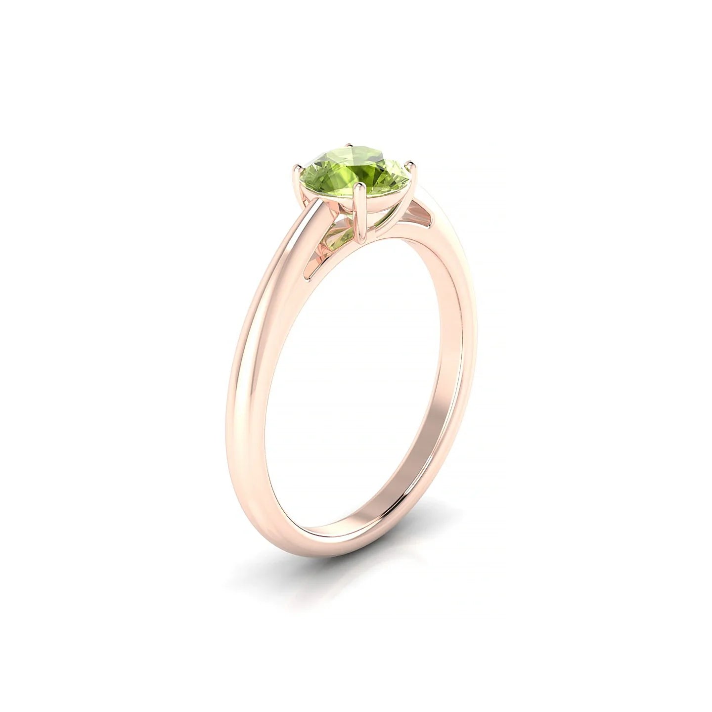 Treasure | 18k Rose Gold 6 mm Round Peridot Ring
