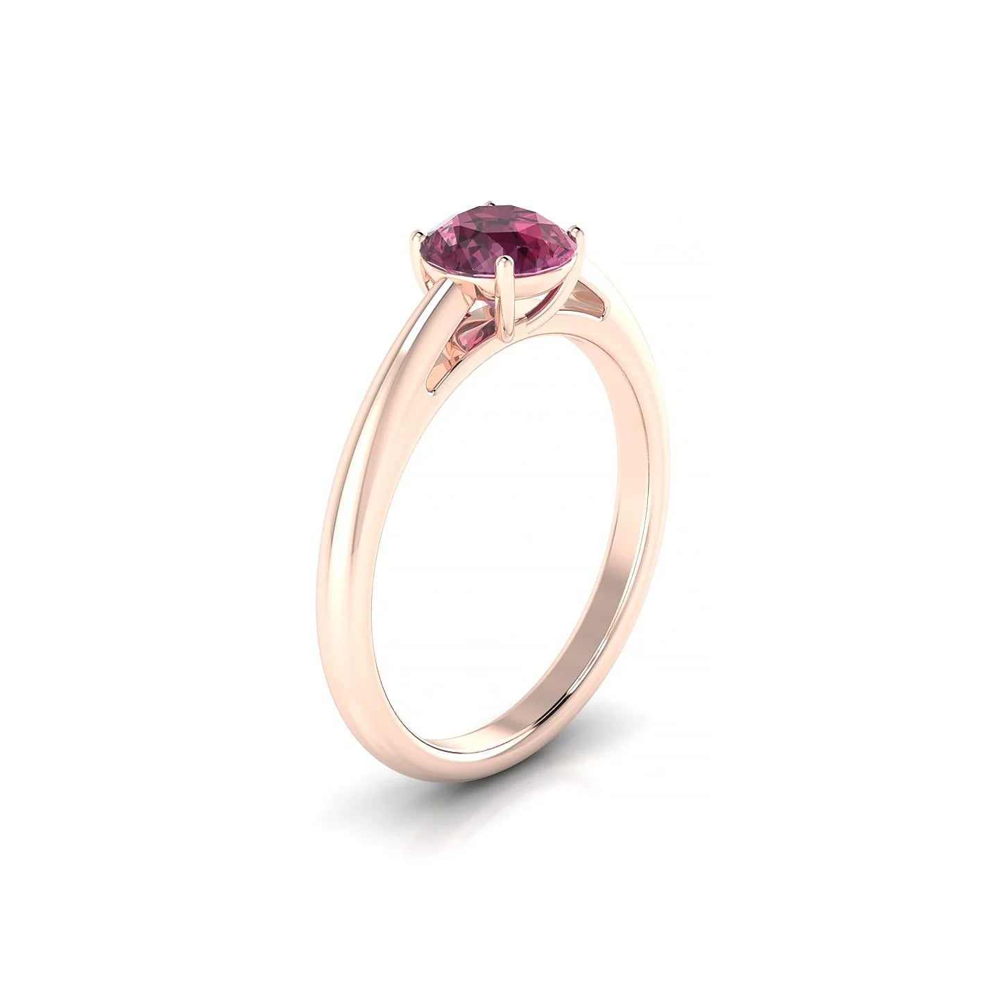 Treasure | 18k Rose Gold 6 mm Round Rhodolite Ring