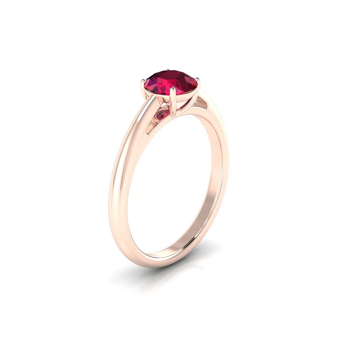 Treasure | 18k Rose Gold 6 mm Round Ruby Ring