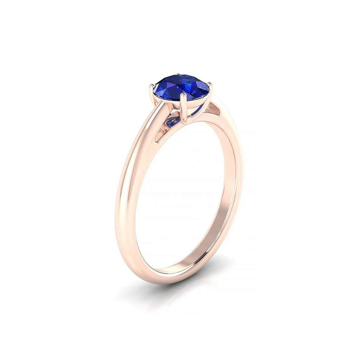 Treasure | 18k Rose Gold 6 mm Round Sapphire Ring