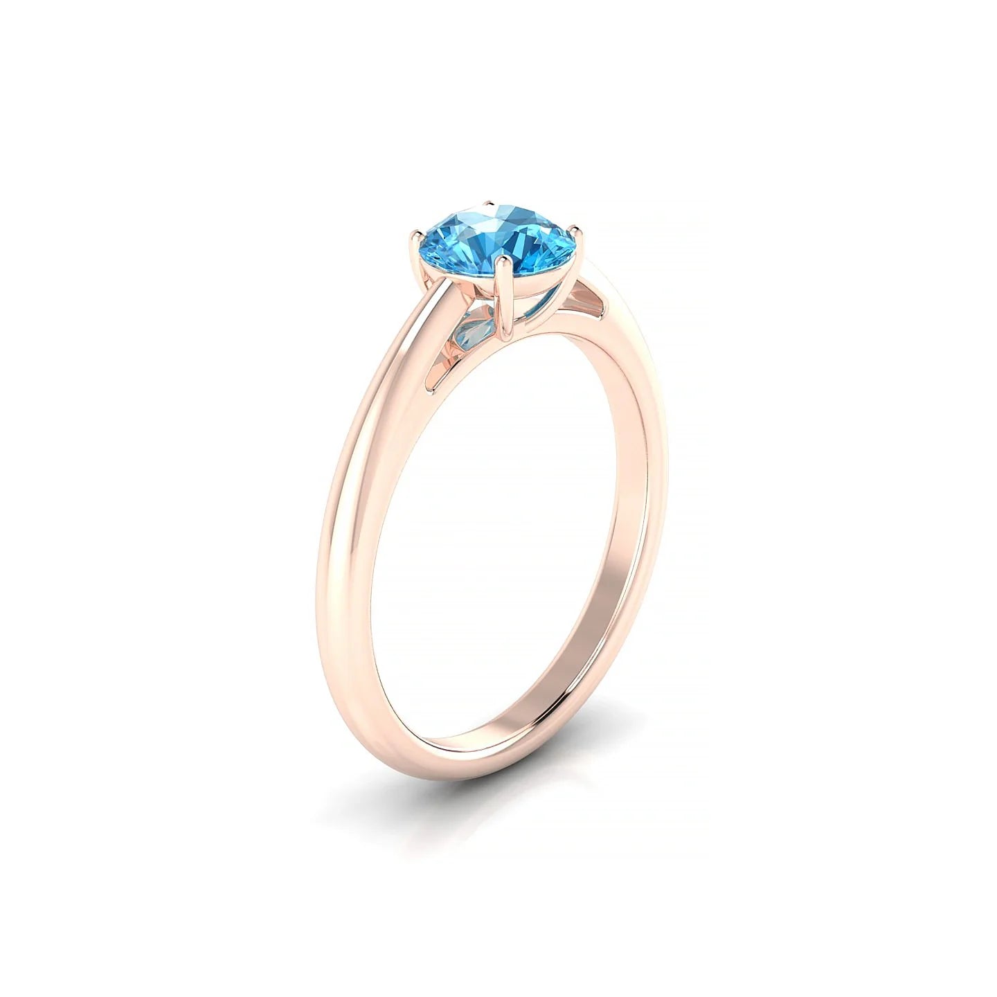 Treasure | 18k Rose Gold 6 mm Round Topaz Ring