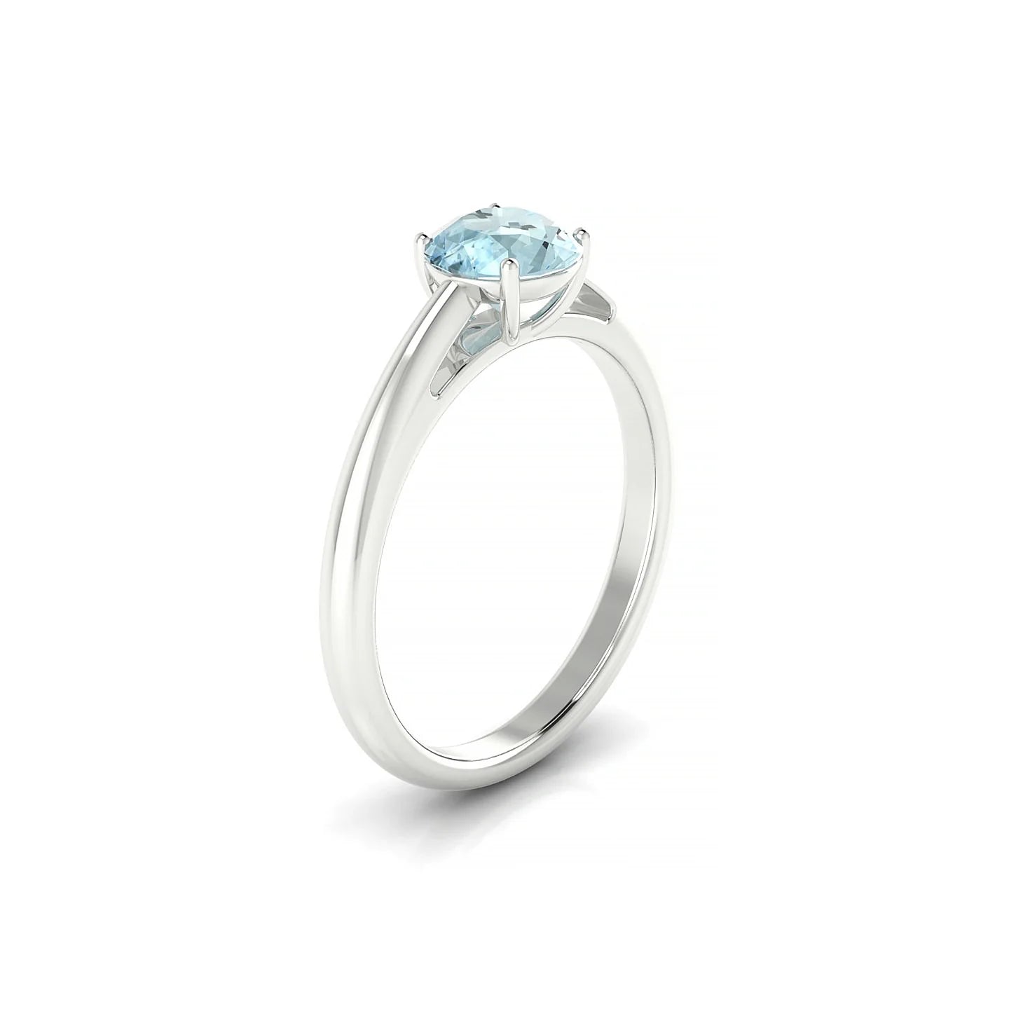 Treasure | 18k White Gold 6 mm Round Aquamarine Ring