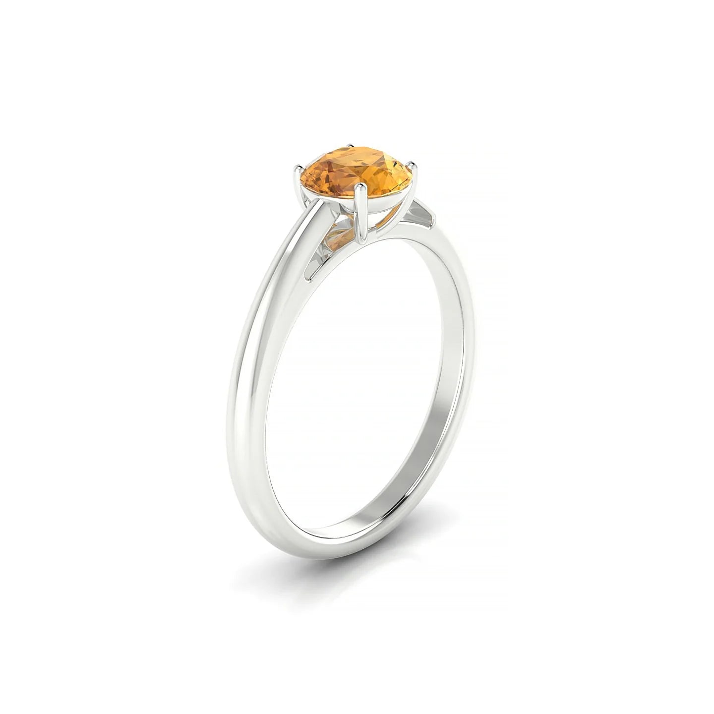 Treasure | 18k White Gold 6 mm Round Citrine Ring