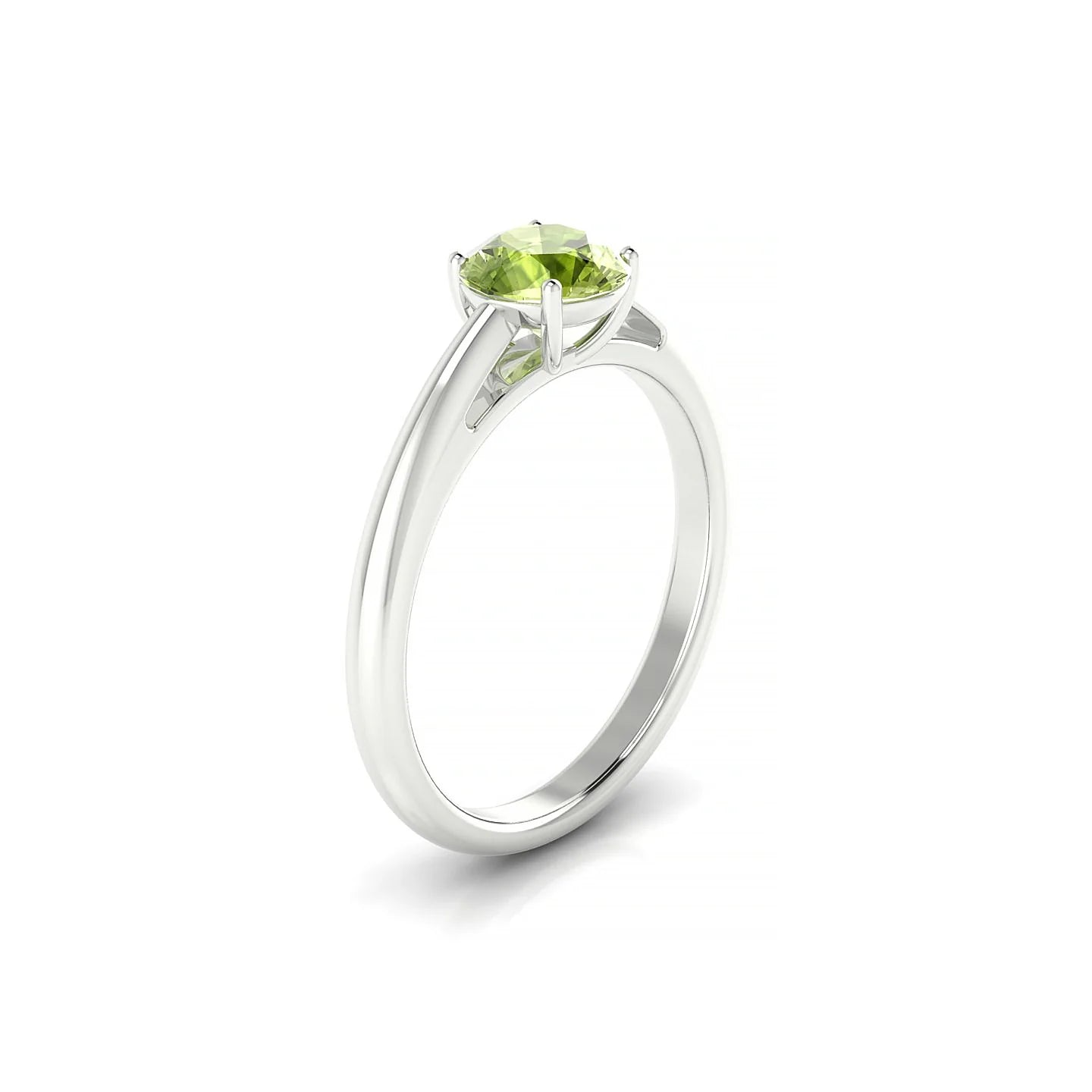 Treasure | 18k White Gold 6 mm Round Peridot Ring