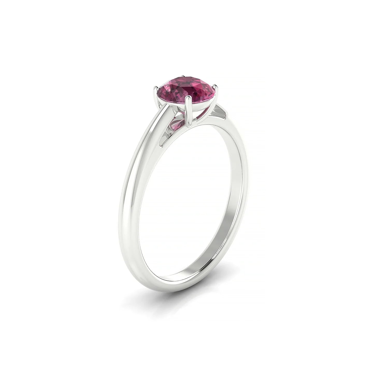Treasure | 18k White Gold 6 mm Round Rhodolite Ring