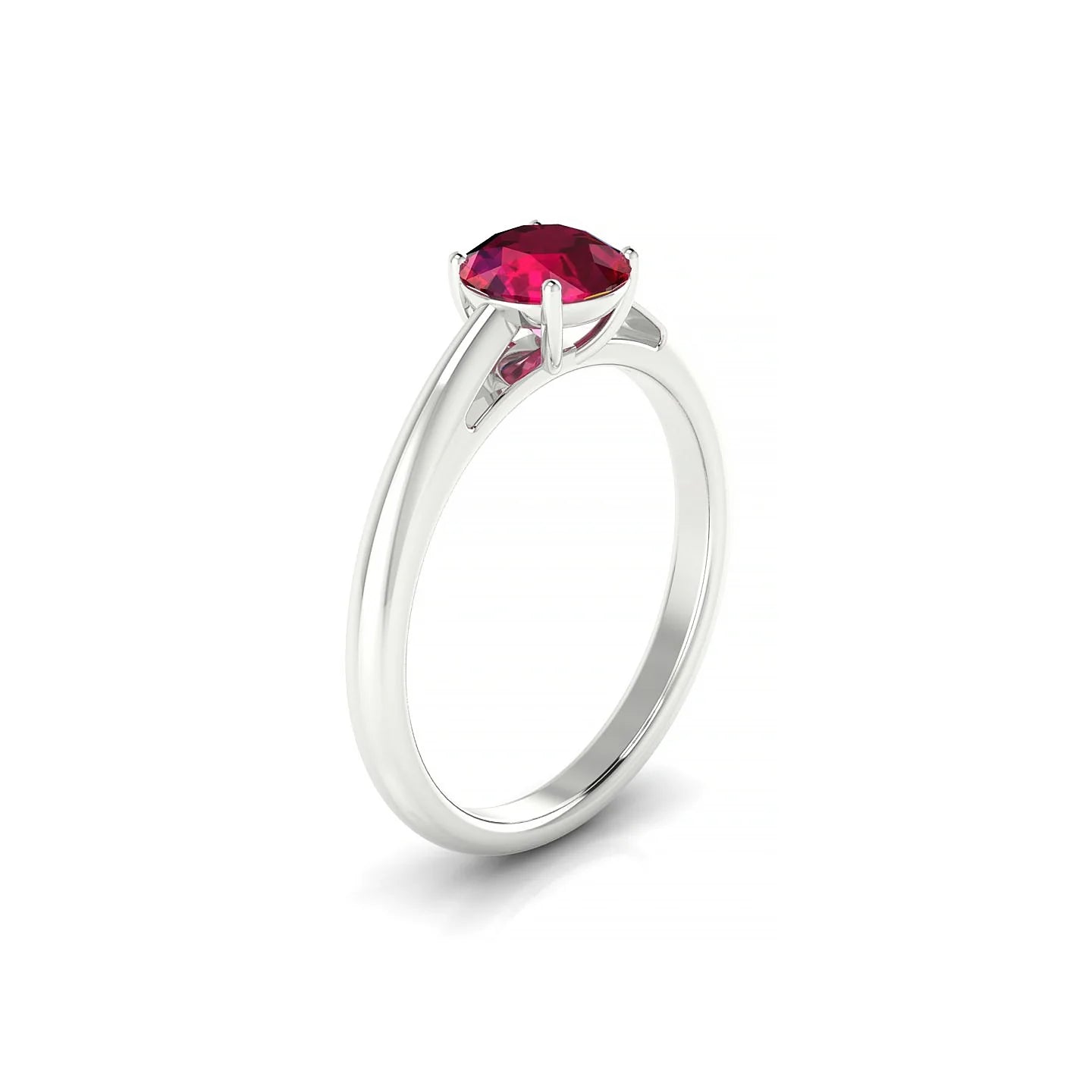 Treasure | 18k White Gold 6 mm Round Ruby Ring