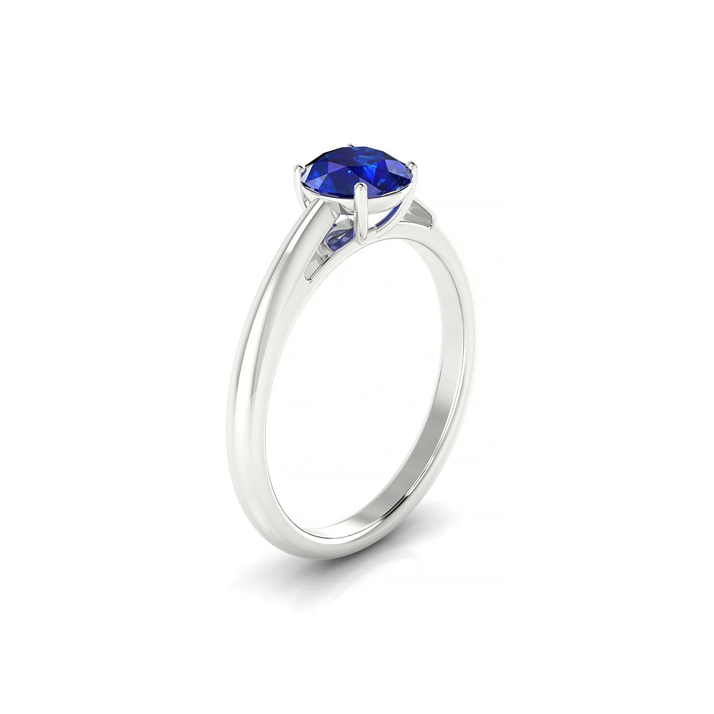 Treasure | 18k White Gold 6 mm Round Sapphire Ring
