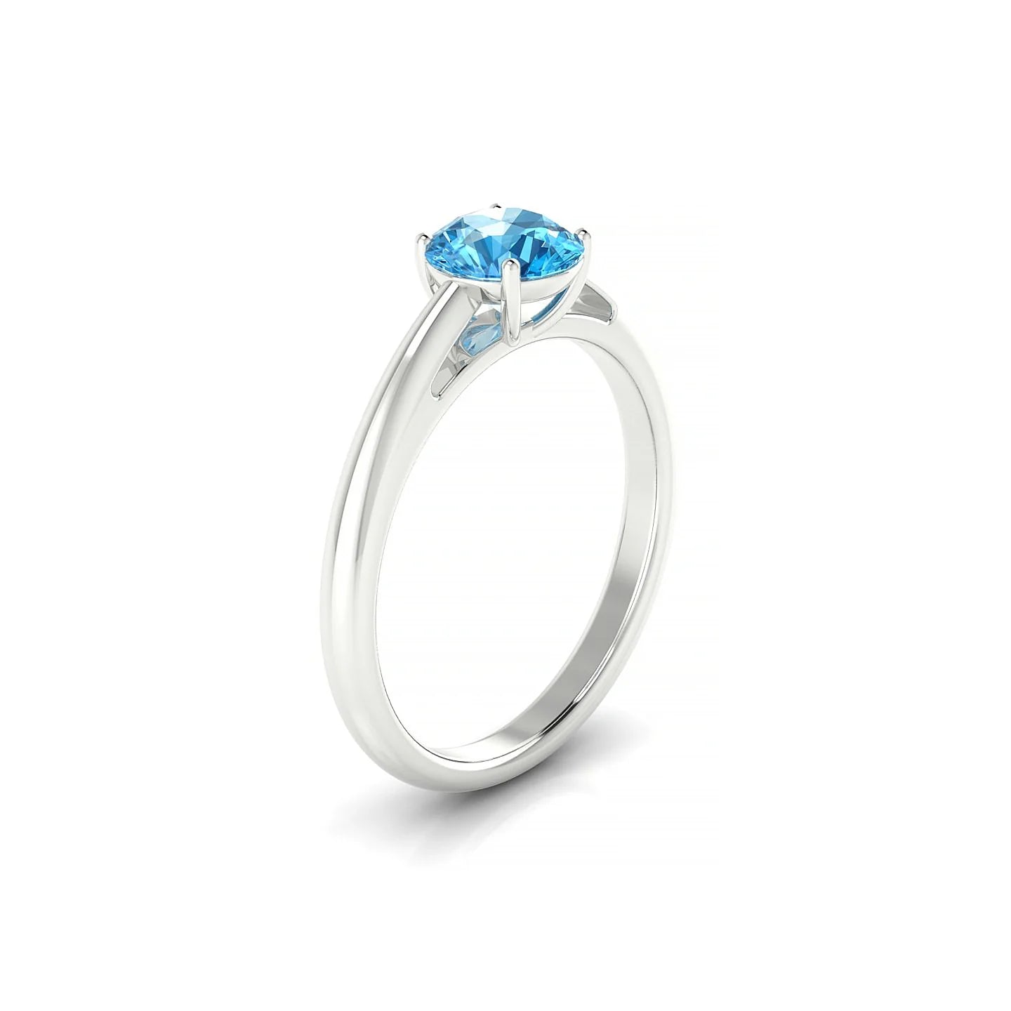 Treasure | 18k White Gold 6 mm Round Topaz Ring