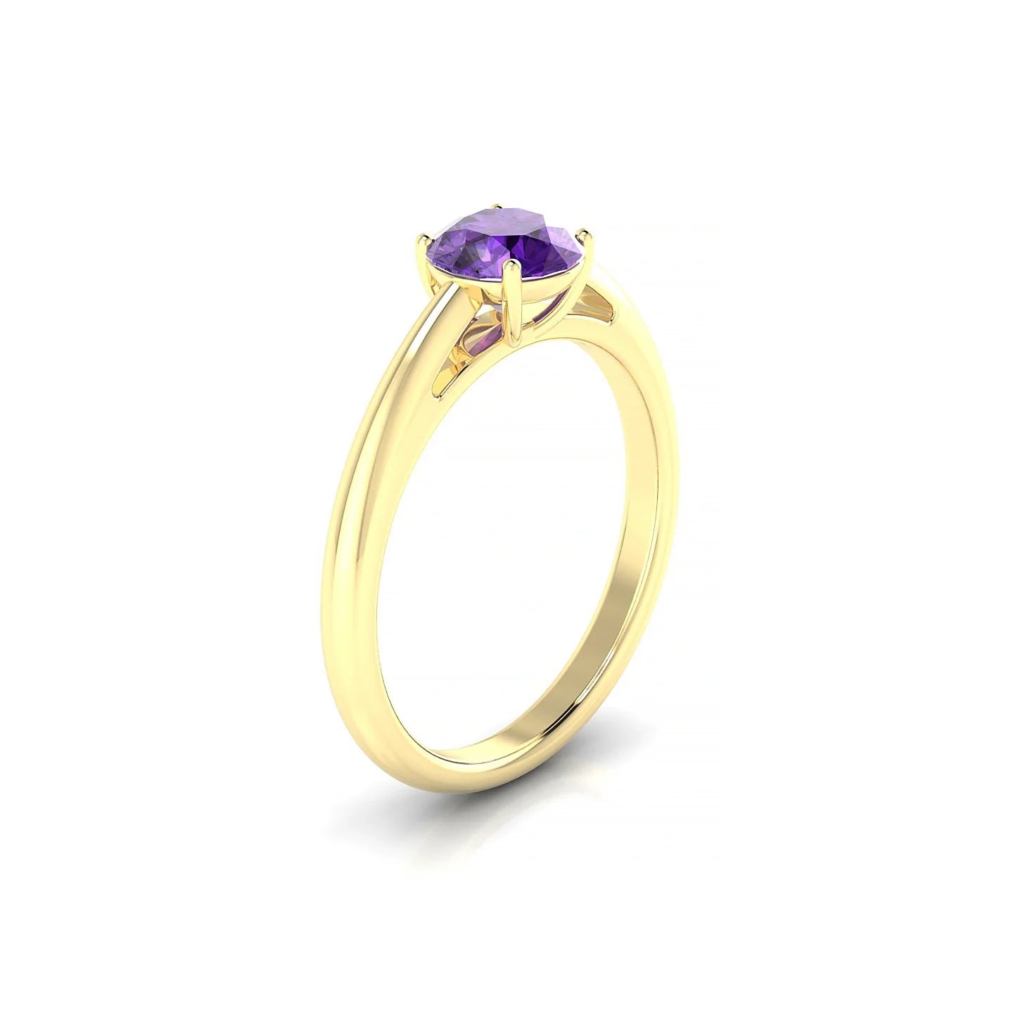 Treasure | 18k Yellow Gold 6 mm Round Amethyst Ring