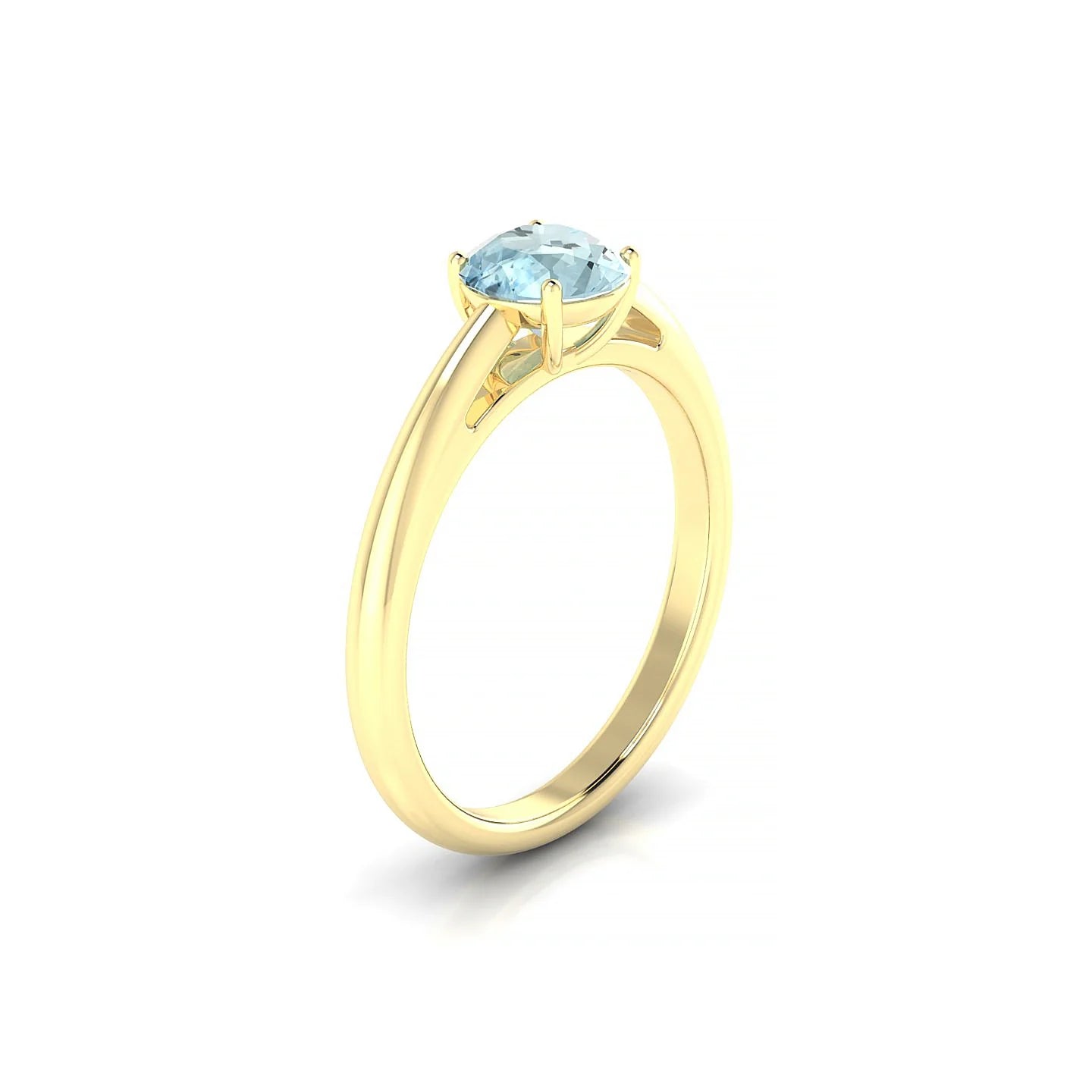 Treasure | 18k Yellow Gold 6 mm Round Aquamarine Ring