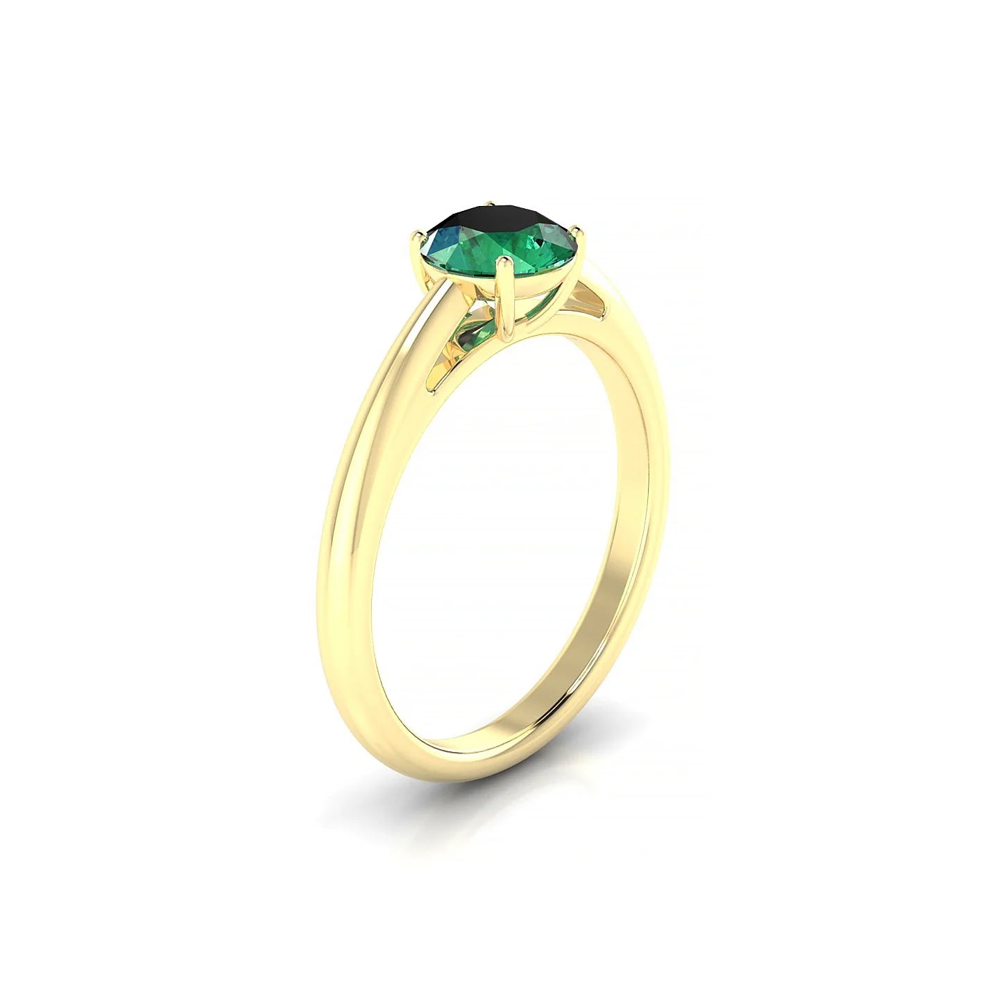 Treasure | 18k Yellow Gold 6 mm Round Emerald Ring