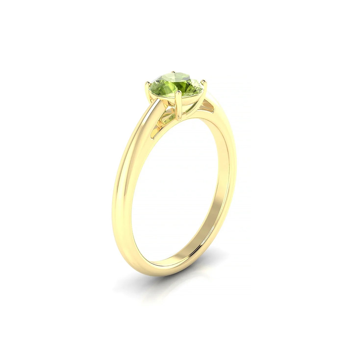 Treasure | 18k Yellow Gold 6 mm Round Peridot Ring