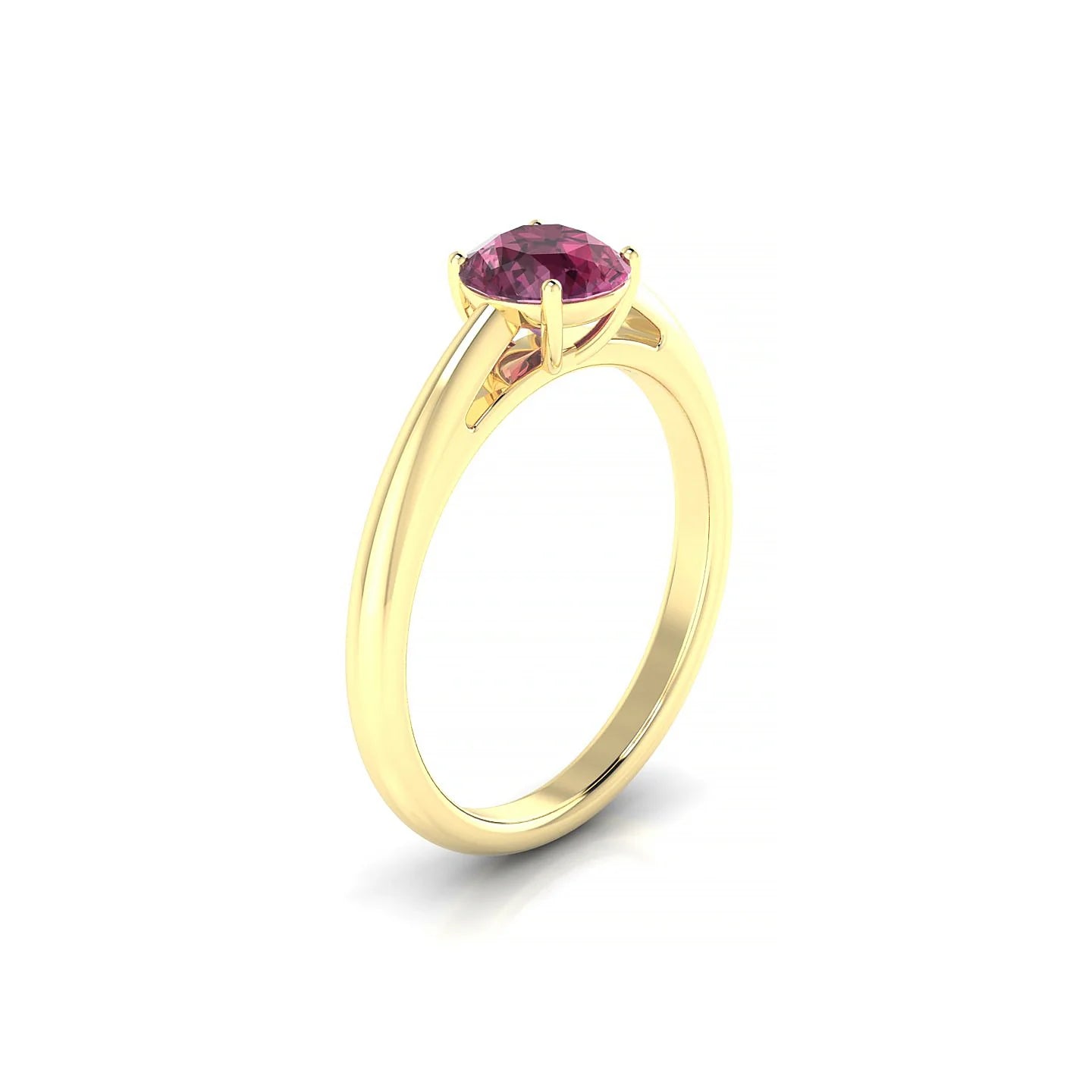 Treasure | 18k Yellow Gold 6 mm Round Rhodolite Ring