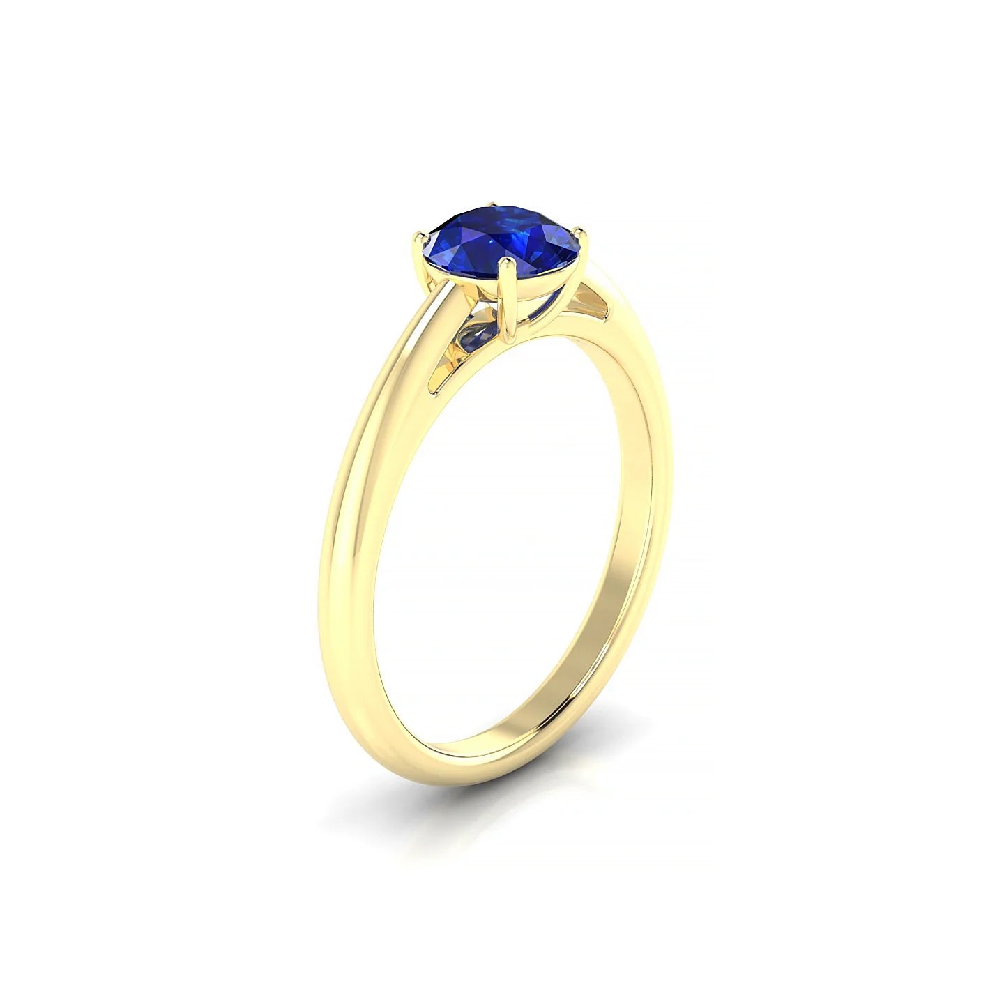Treasure | 18k Yellow Gold 6 mm Round Sapphire Ring