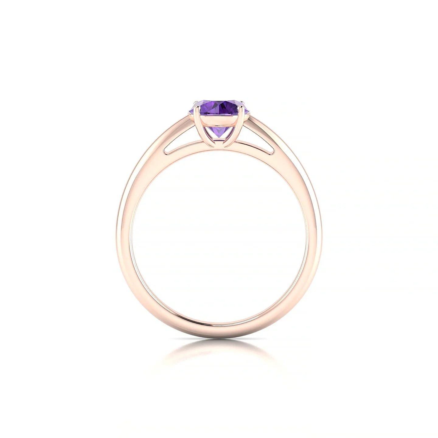 Treasure | 18k Rose Gold 6 mm Round Amethyst Ring