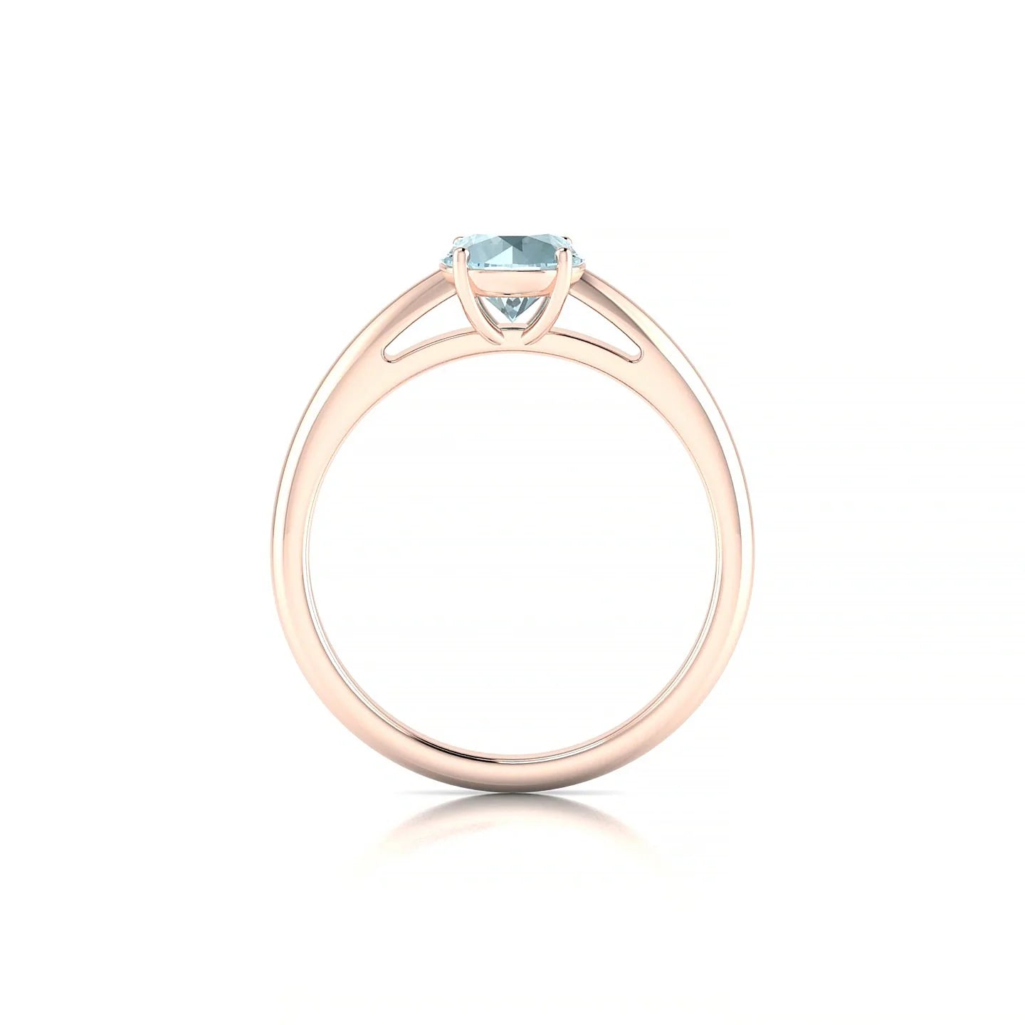 Treasure | 18k Rose Gold 6 mm Round Aquamarine Ring