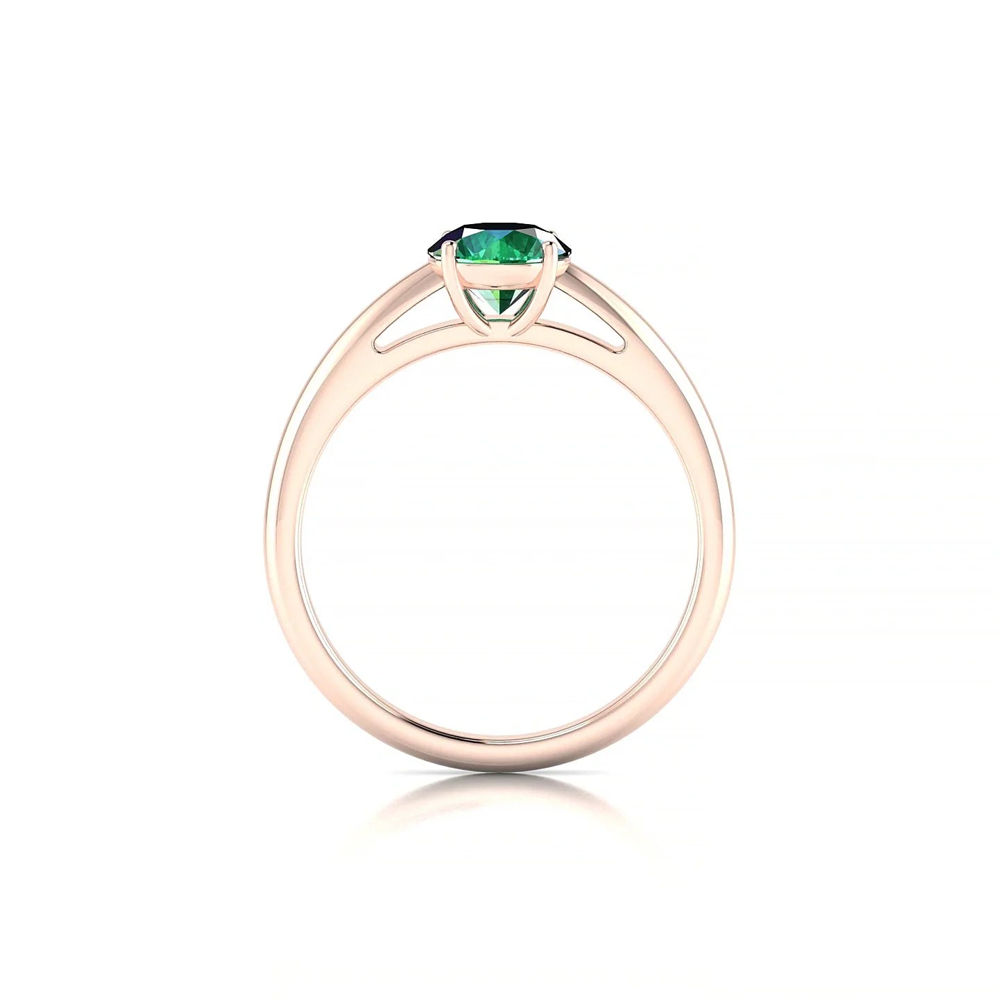 Treasure | 18k Rose Gold 6 mm Round Emerald Ring