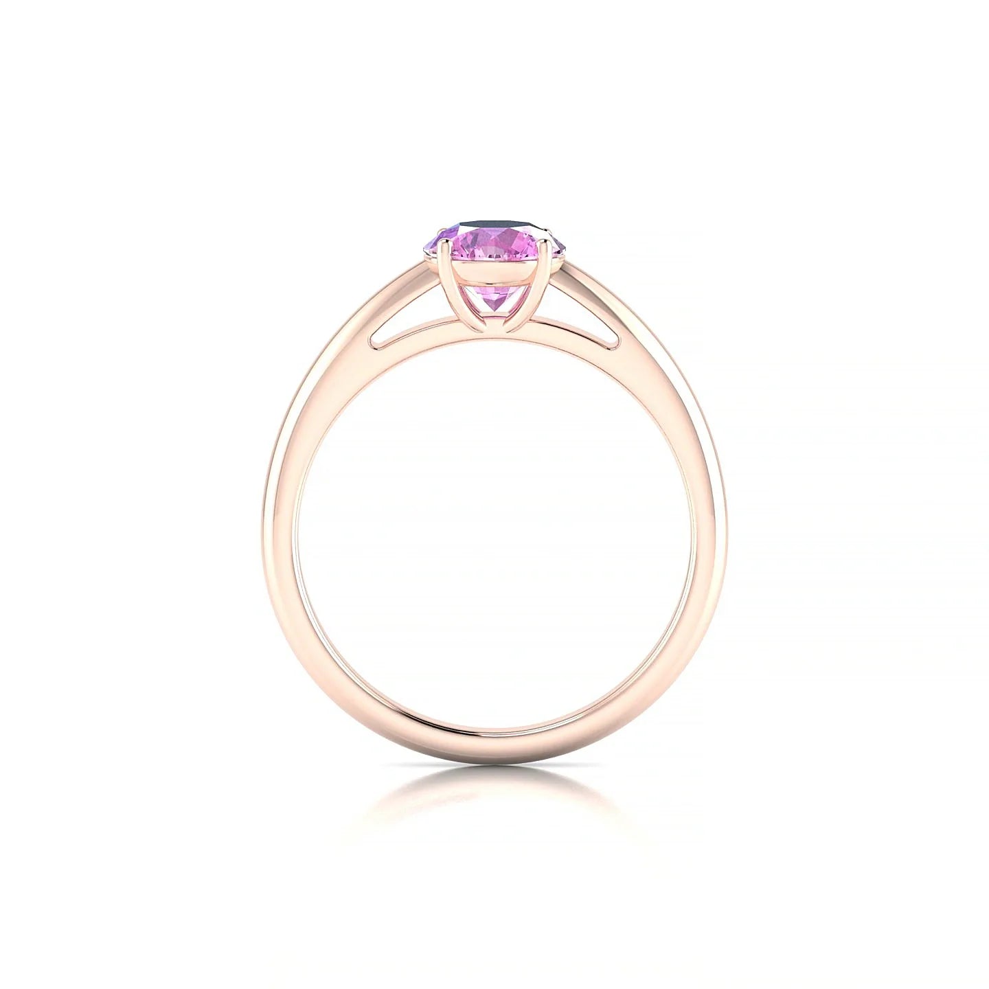 Treasure | 18k Rose Gold 6 mm Round Pink Sapphire Ring