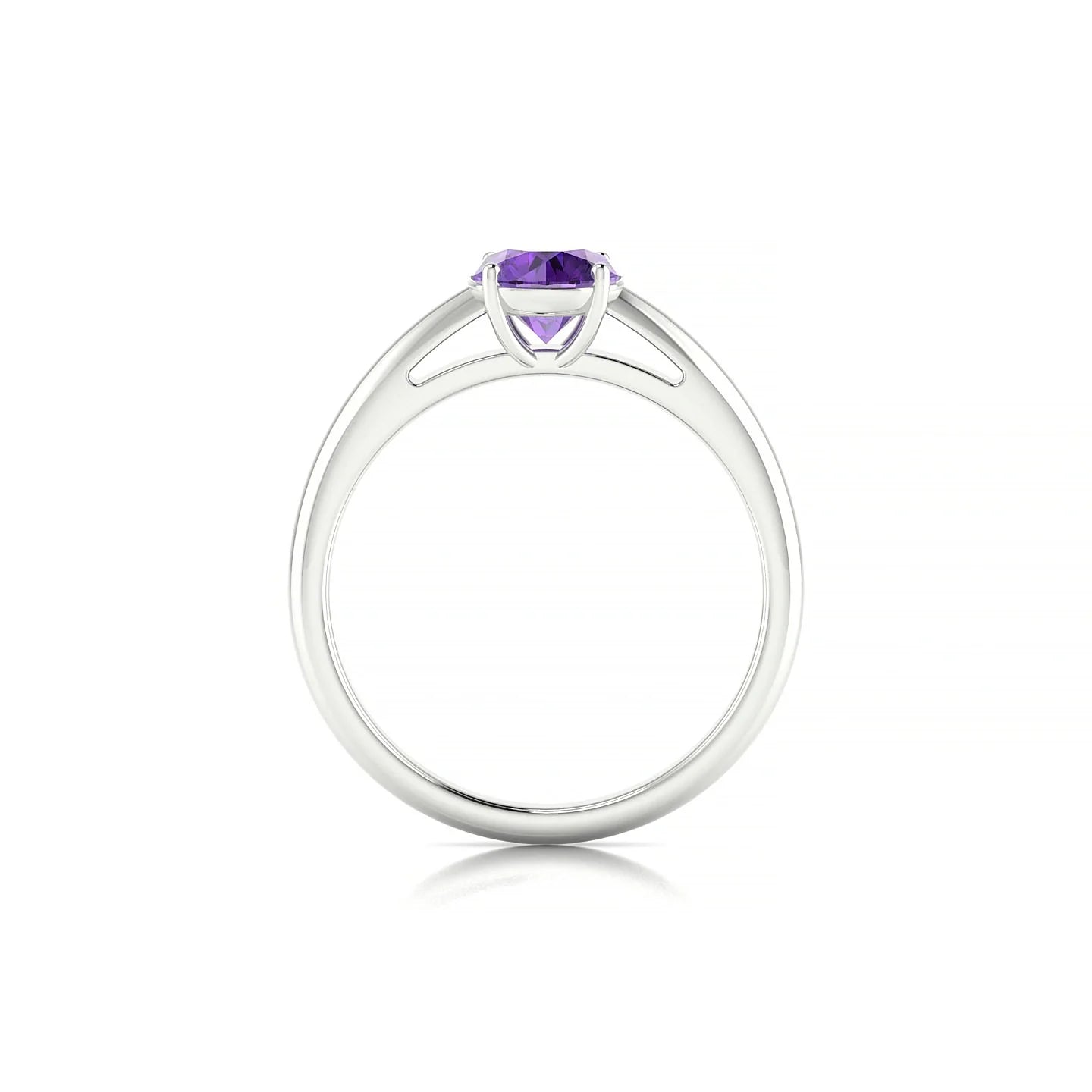 Treasure | 18k White Gold 6 mm Round Amethyst Ring
