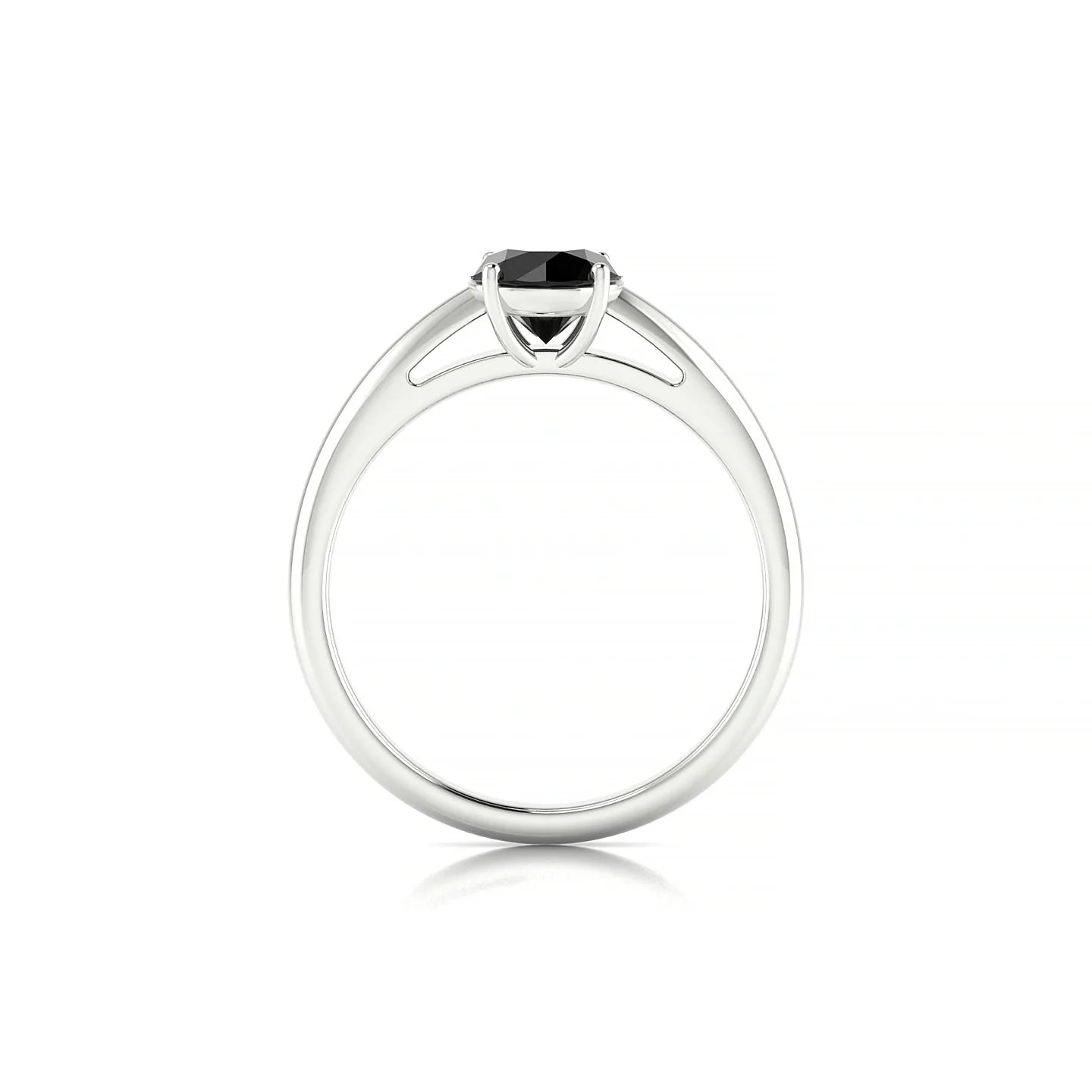 Treasure | 18k White Gold 6 mm Round Black Diamond Ring