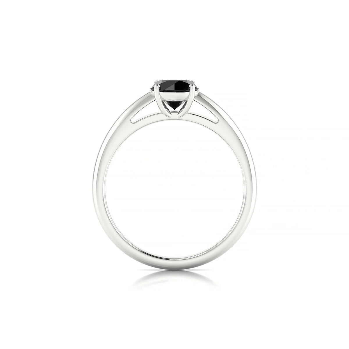 Treasure | 18k White Gold 6 mm Round Black Diamond Ring