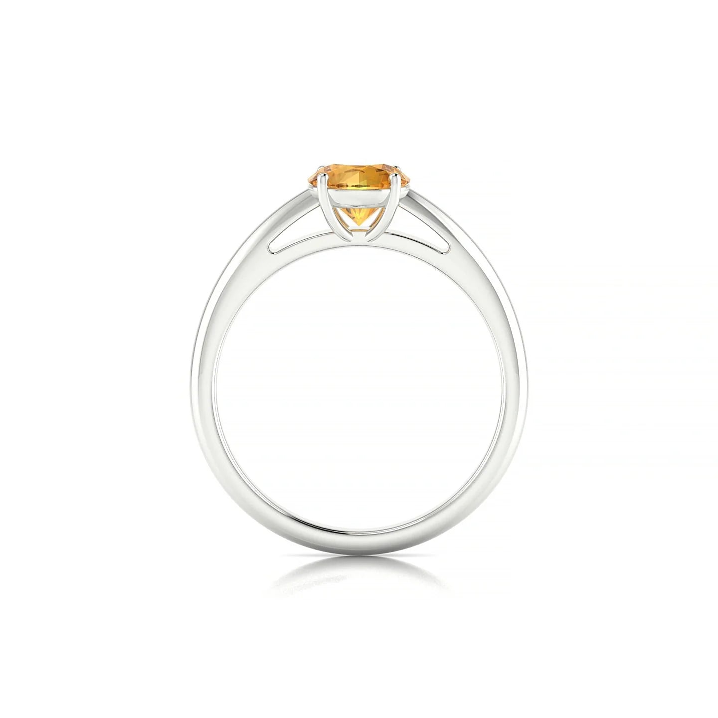 Treasure | 18k White Gold 6 mm Round Citrine Ring