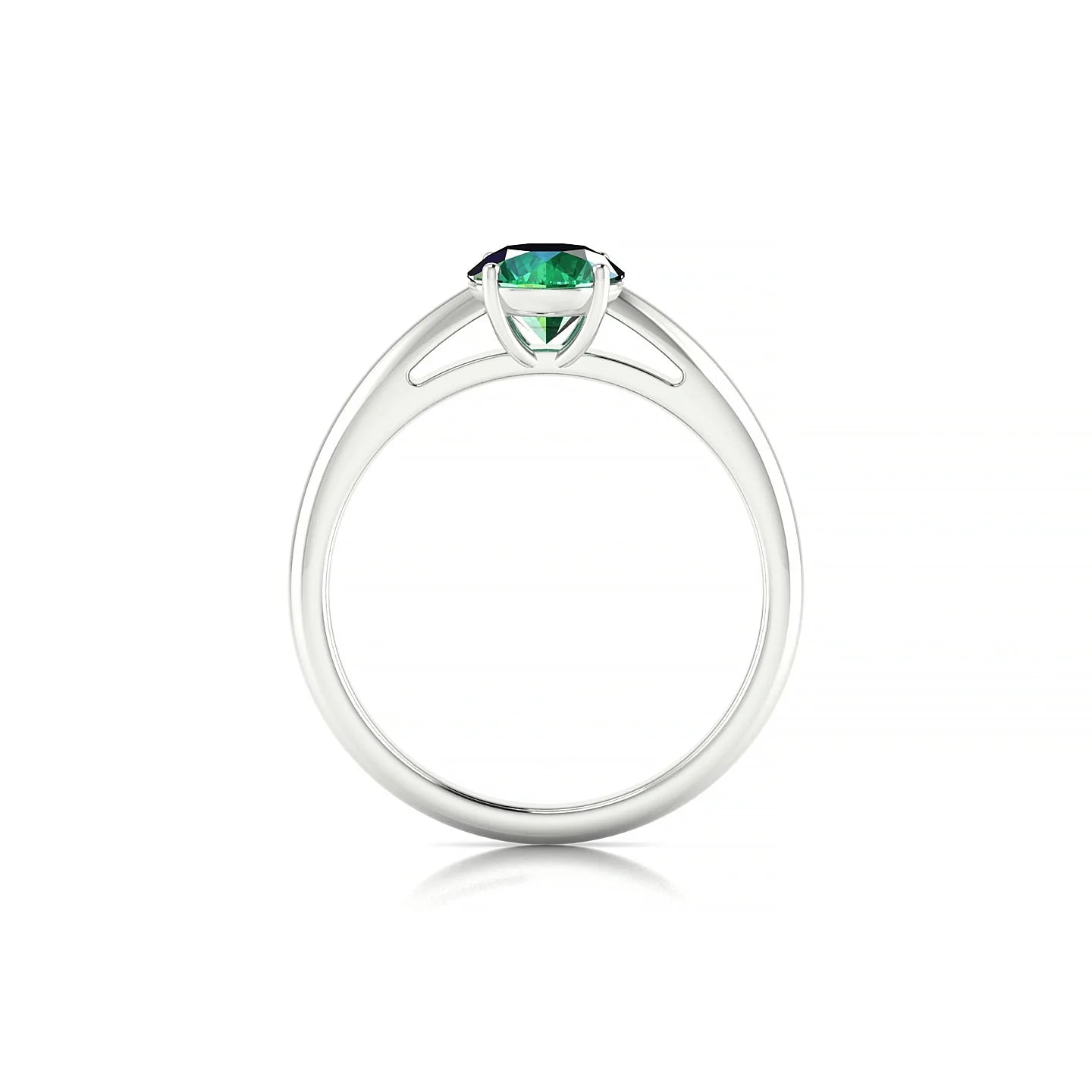 Treasure | 18k White Gold 6 mm Round Emerald Ring