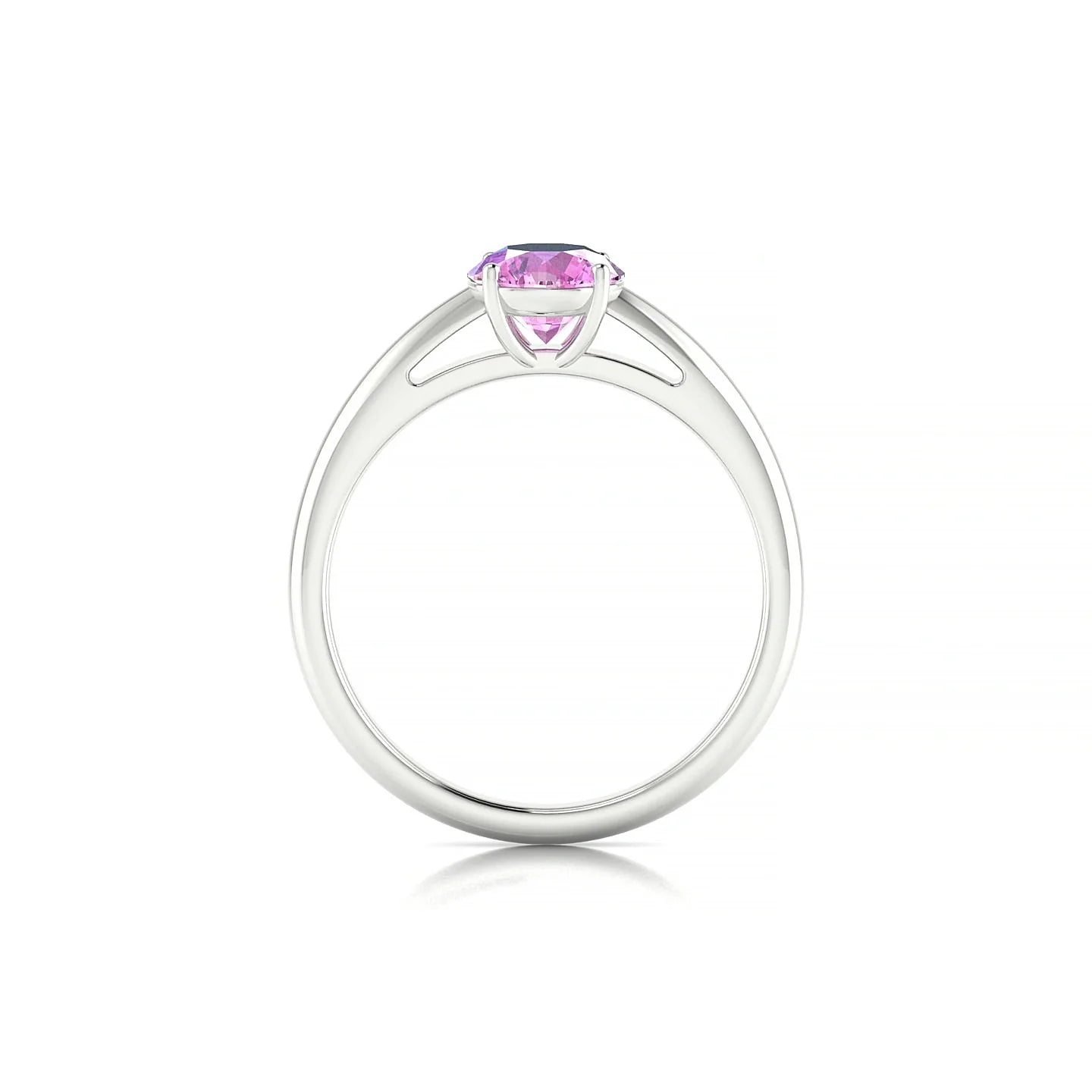 Treasure | 18k White Gold 6 mm Round Pink Sapphire Ring