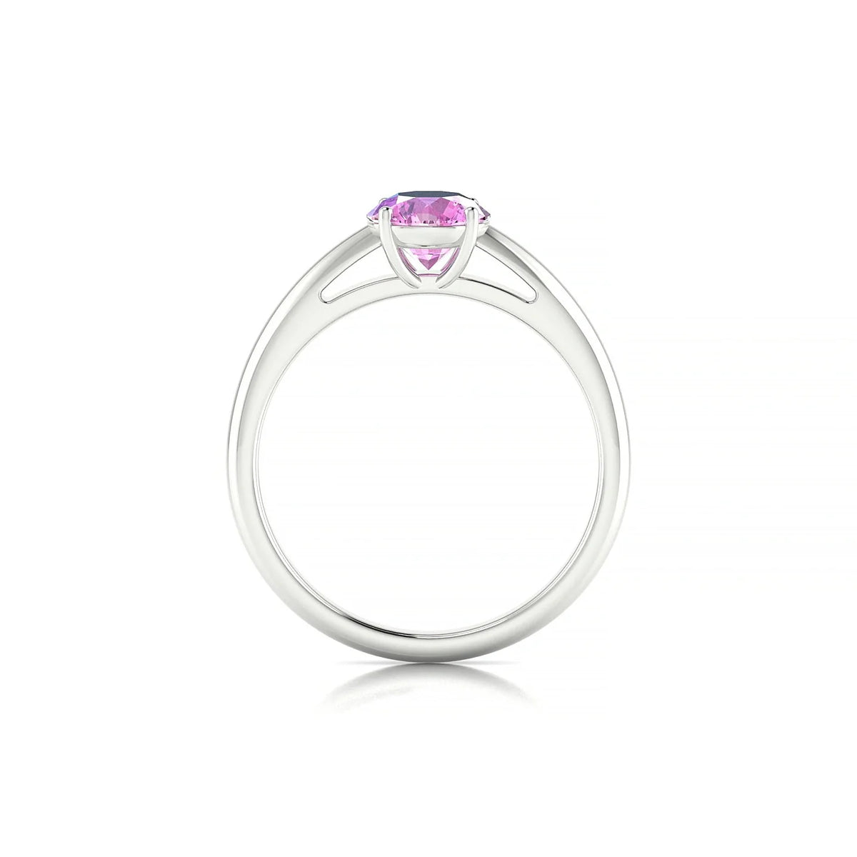 Treasure | 18k White Gold 6 mm Round Pink Sapphire Ring