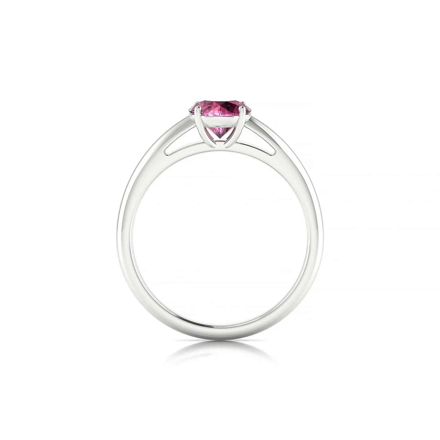Treasure | 18k White Gold 6 mm Round Rhodolite Ring