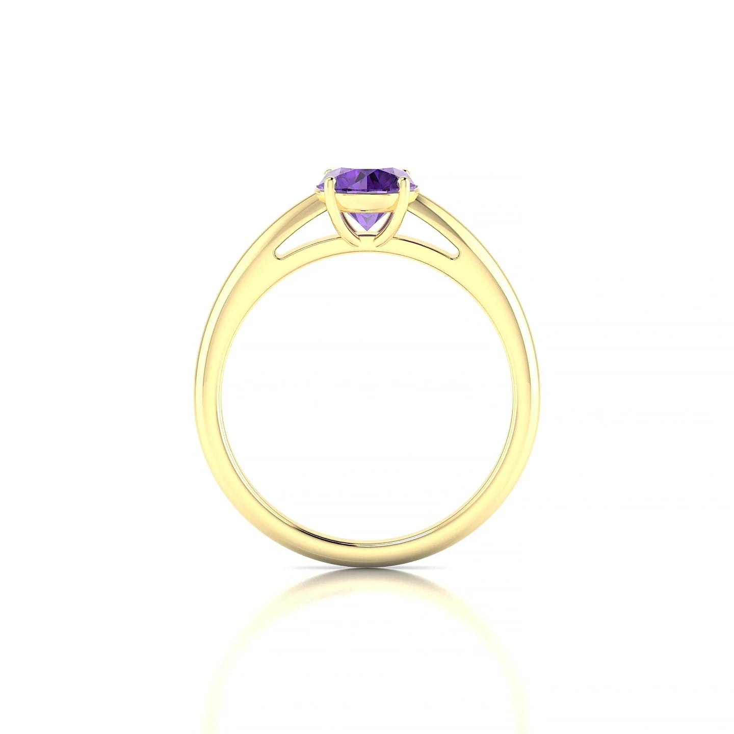 Treasure | 18k Yellow Gold 6 mm Round Amethyst Ring