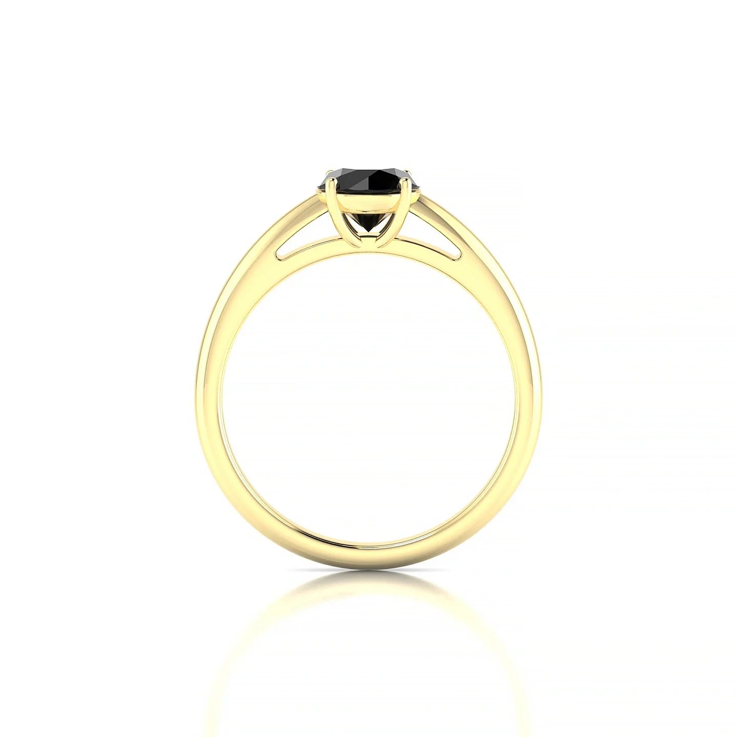 Treasure | 18k Yellow Gold 6 mm Round Black Diamond Ring