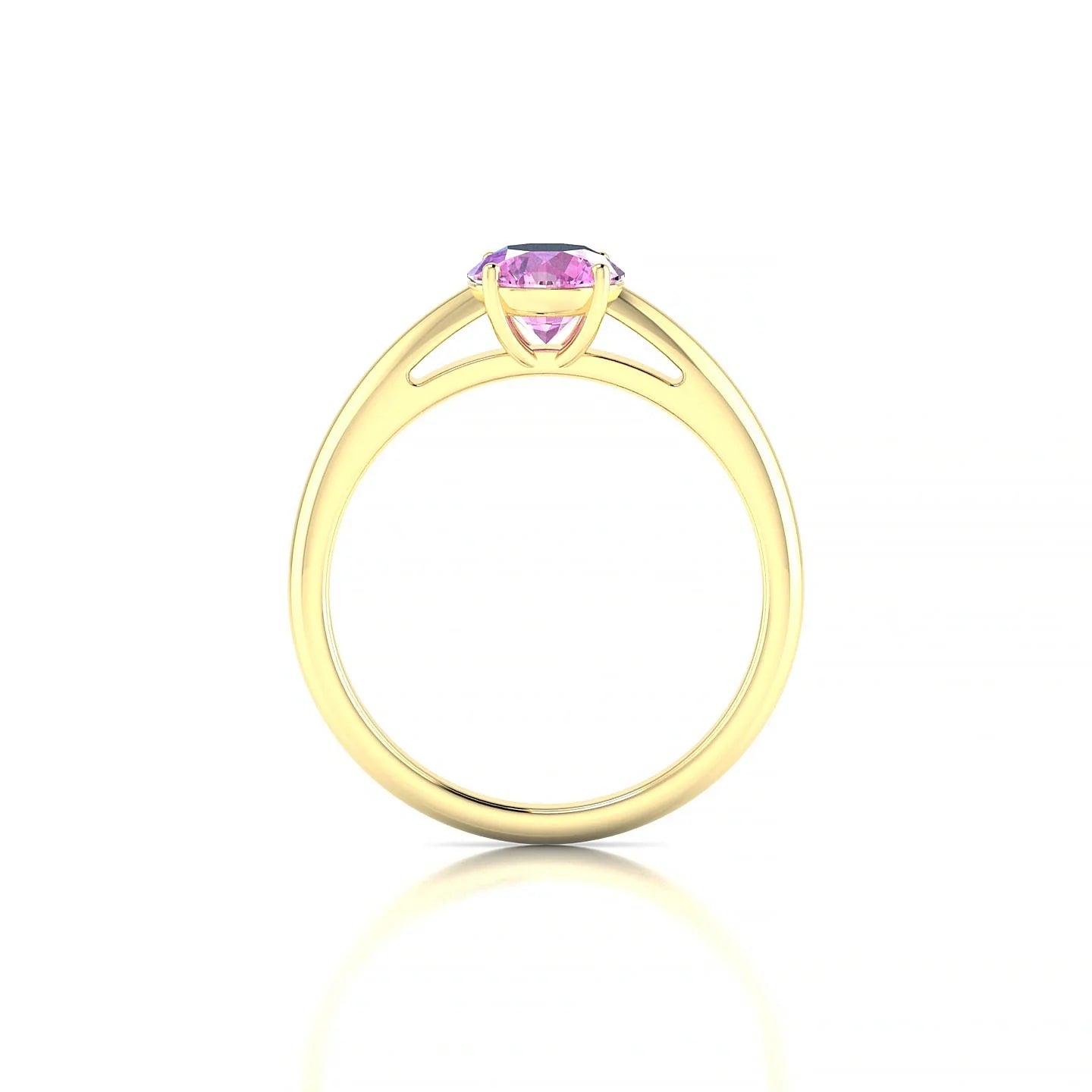 Treasure | 18k Yellow Gold 6 mm Round Pink Sapphire Ring