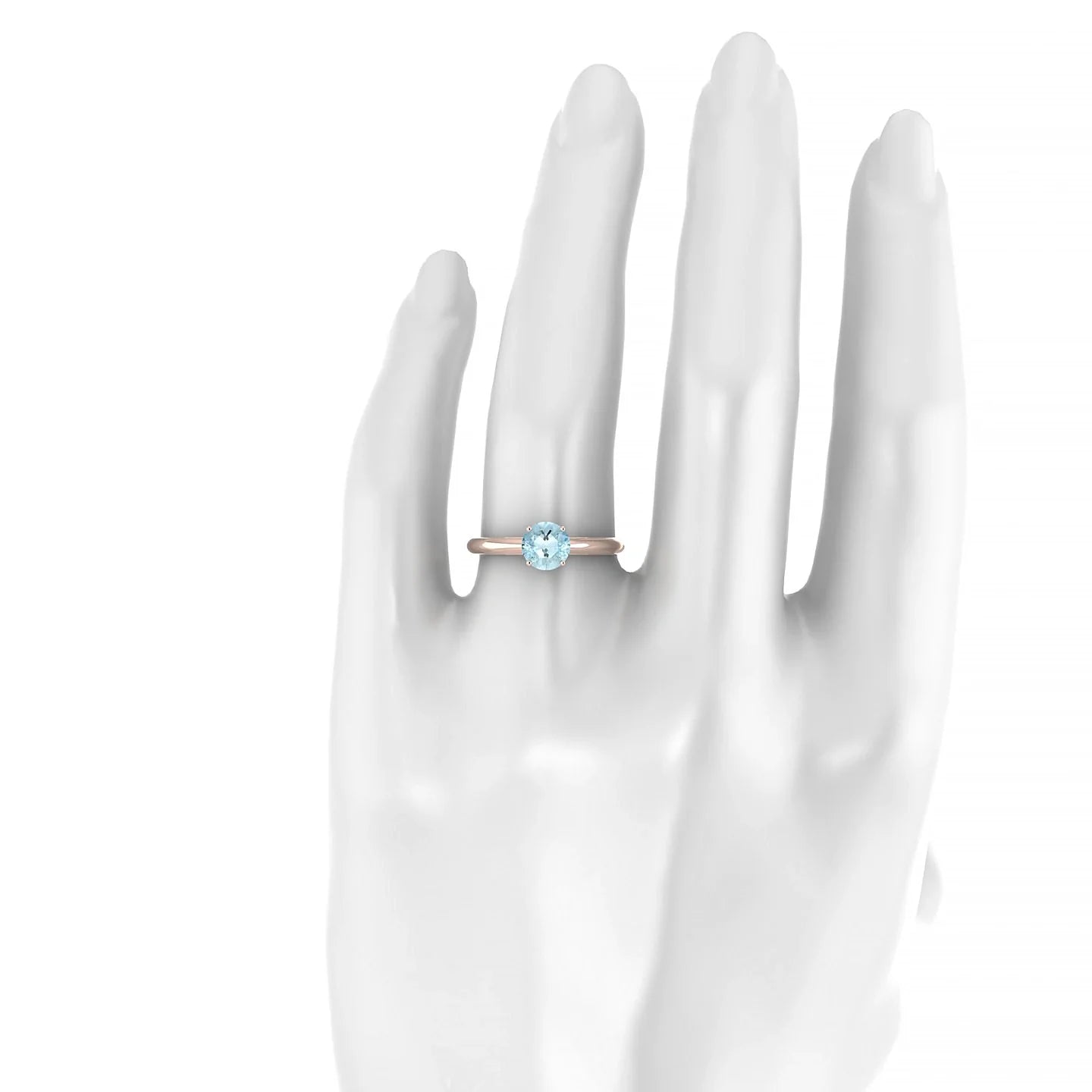 Treasure | 18k Rose Gold 6 mm Round Aquamarine Ring