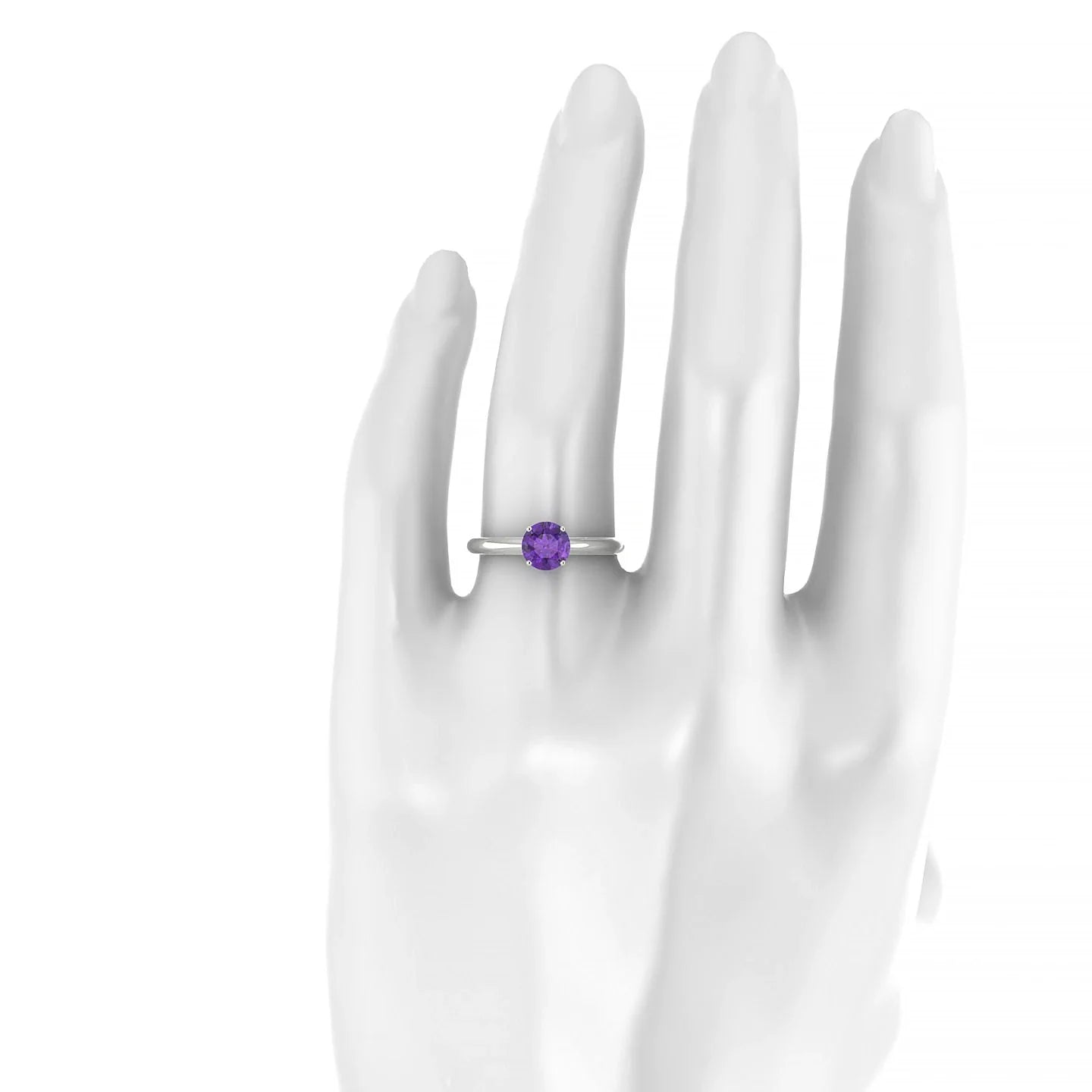 Treasure | 18k White Gold 6 mm Round Amethyst Ring