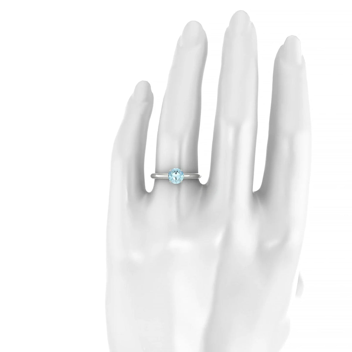 Treasure | 18k White Gold 6 mm Round Aquamarine Ring