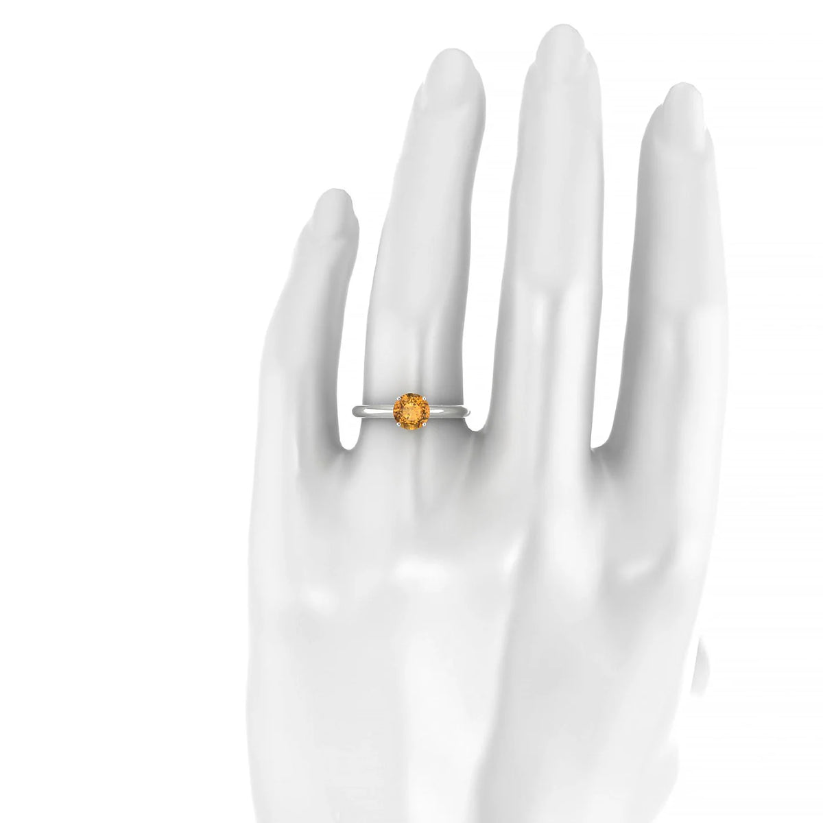 Treasure | 18k White Gold 6 mm Round Citrine Ring