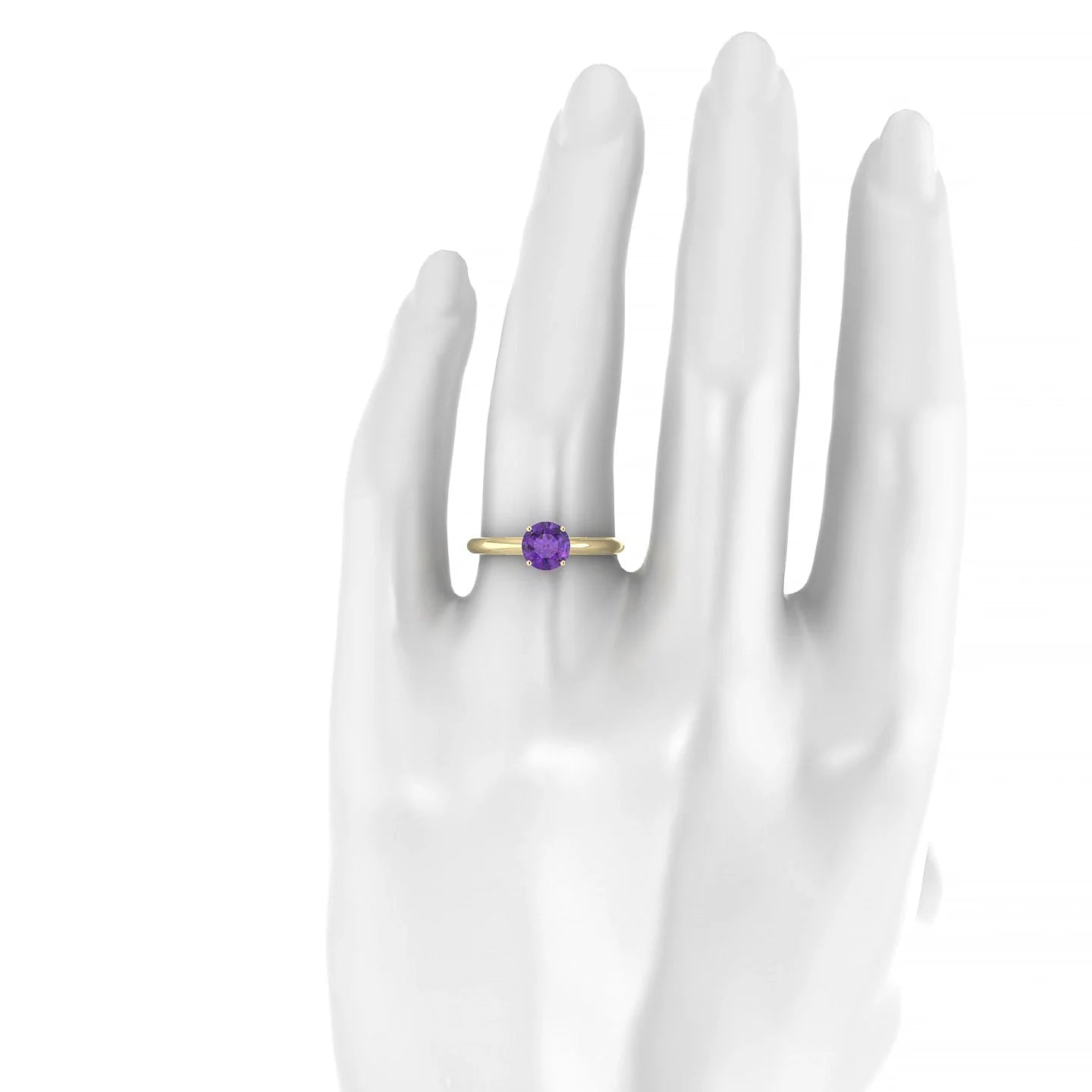 Treasure | 18k Yellow Gold 6 mm Round Amethyst Ring