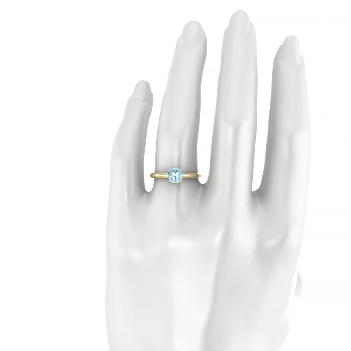 Treasure | 18k Yellow Gold 6 mm Round Aquamarine Ring