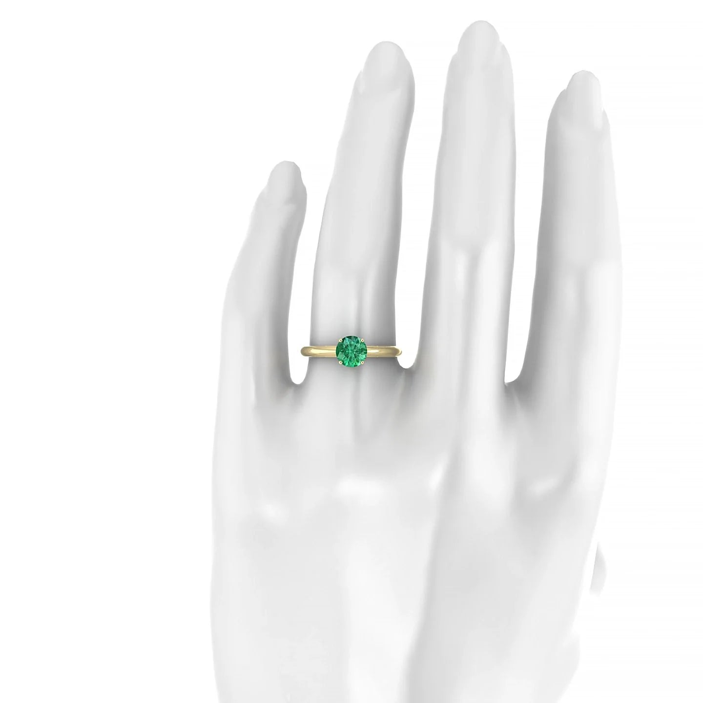 Treasure | 18k Yellow Gold 6 mm Round Emerald Ring