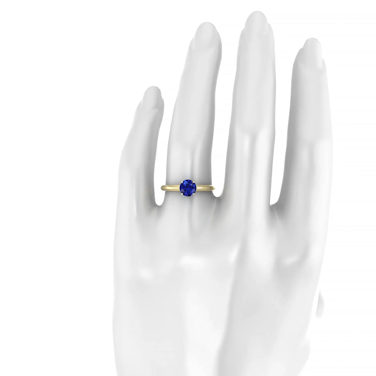 Treasure | 18k Yellow Gold 6 mm Round Sapphire Ring
