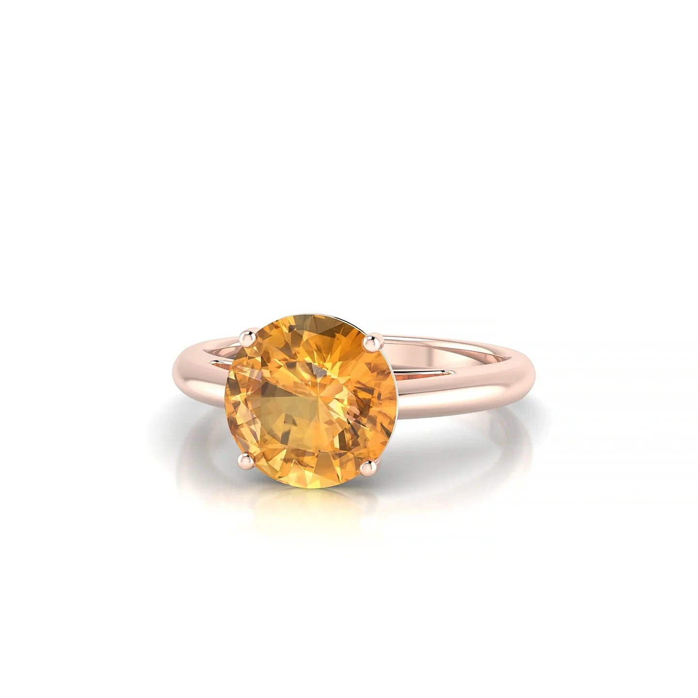 Treasure | 18k Rose Gold 8 mm Round Citrine Ring