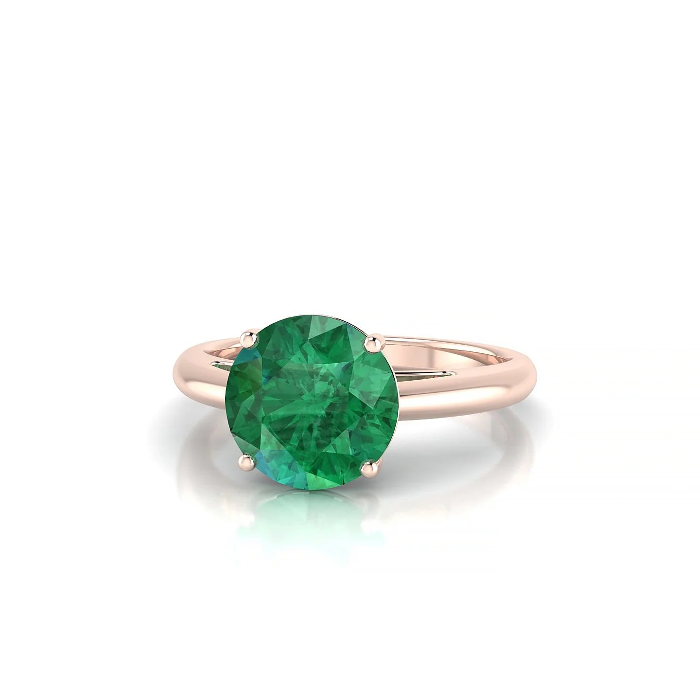 Treasure | 18k Rose Gold 8 mm Round Emerald Ring