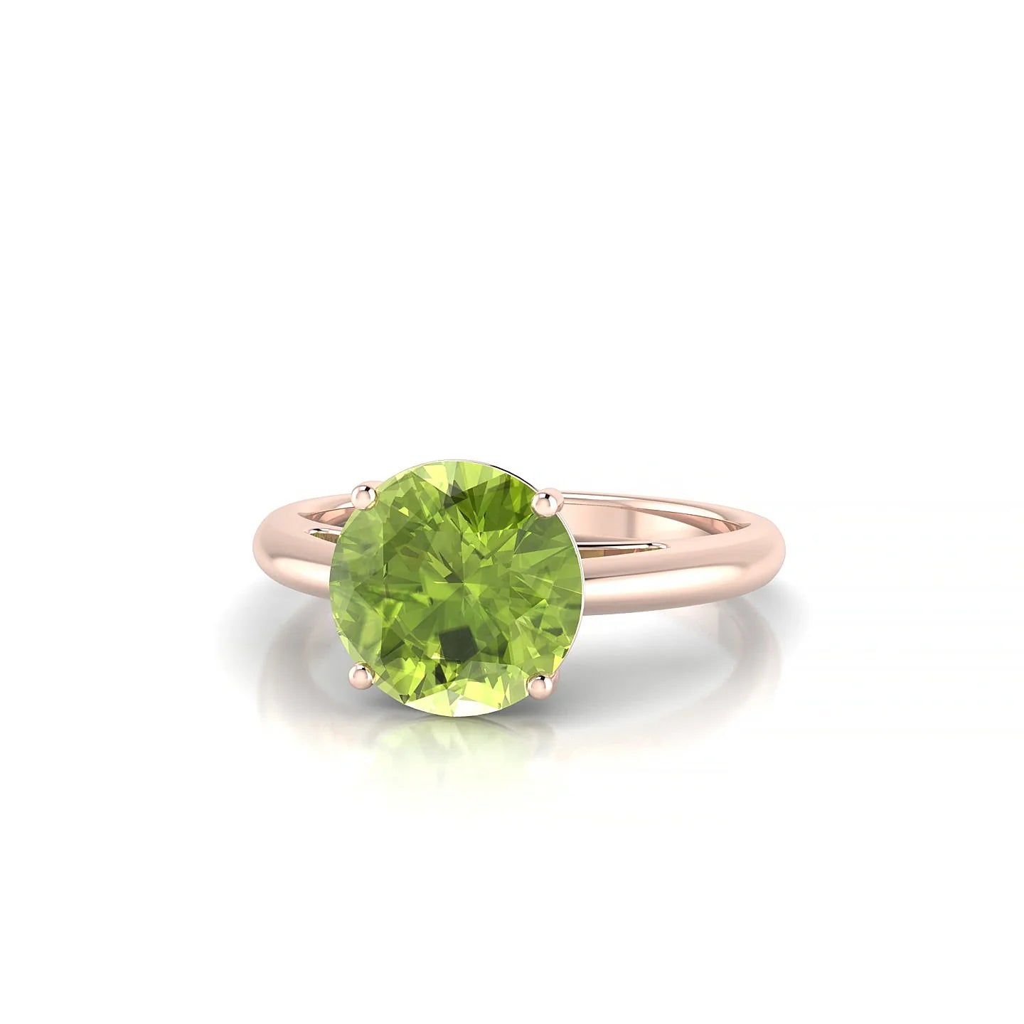 Treasure | 18k Rose Gold 8 mm Round Peridot Ring