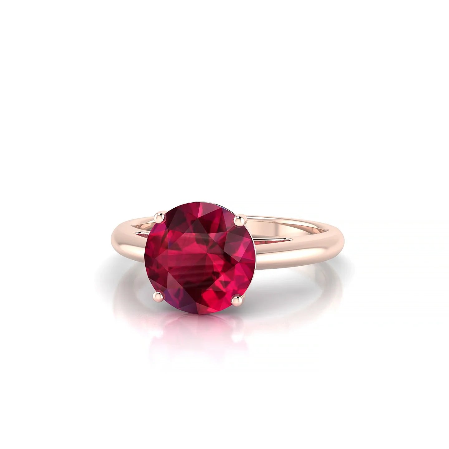 Treasure | 18k Rose Gold 8 mm Round Ruby Ring