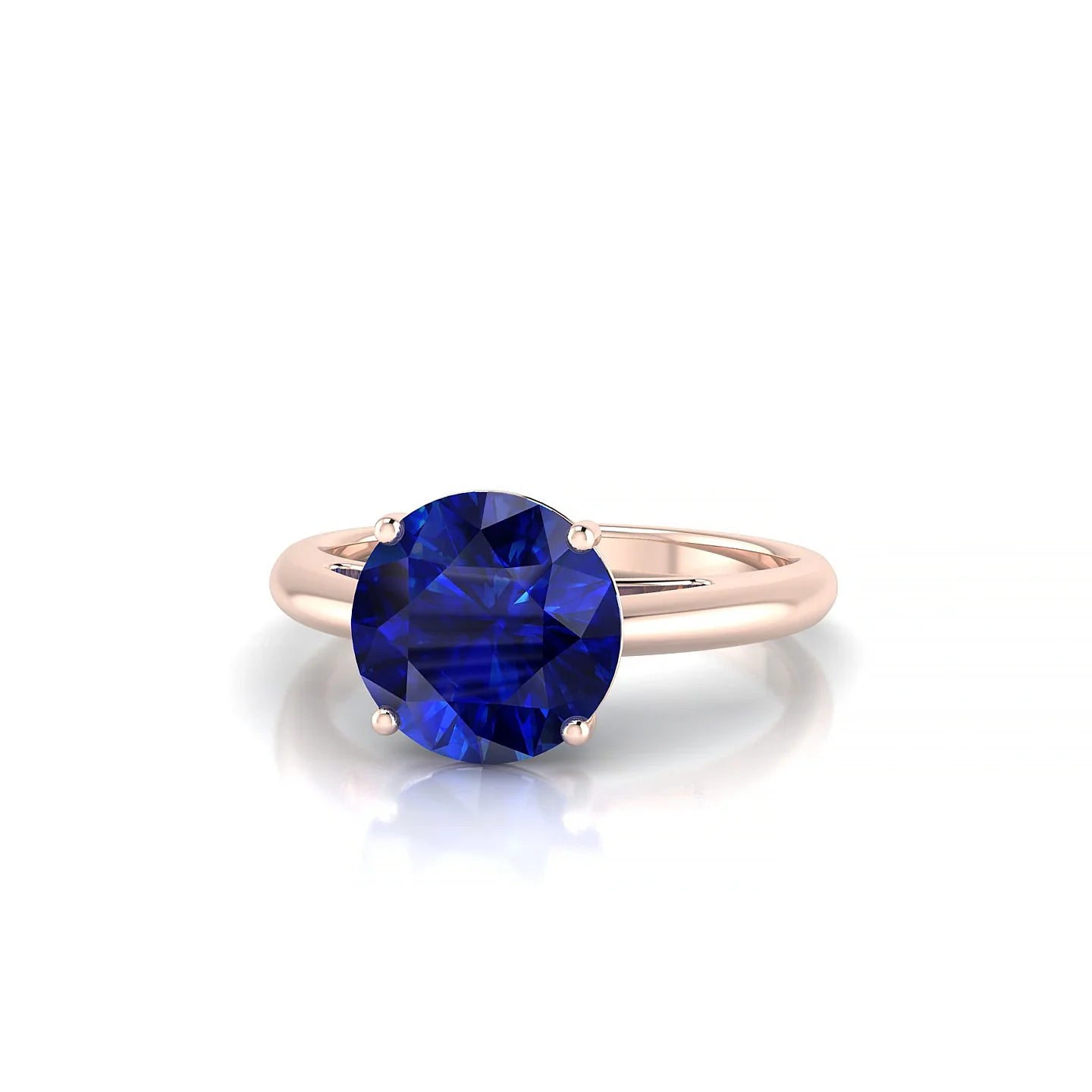 Treasure | 18k Rose Gold 8 mm Round Sapphire Ring