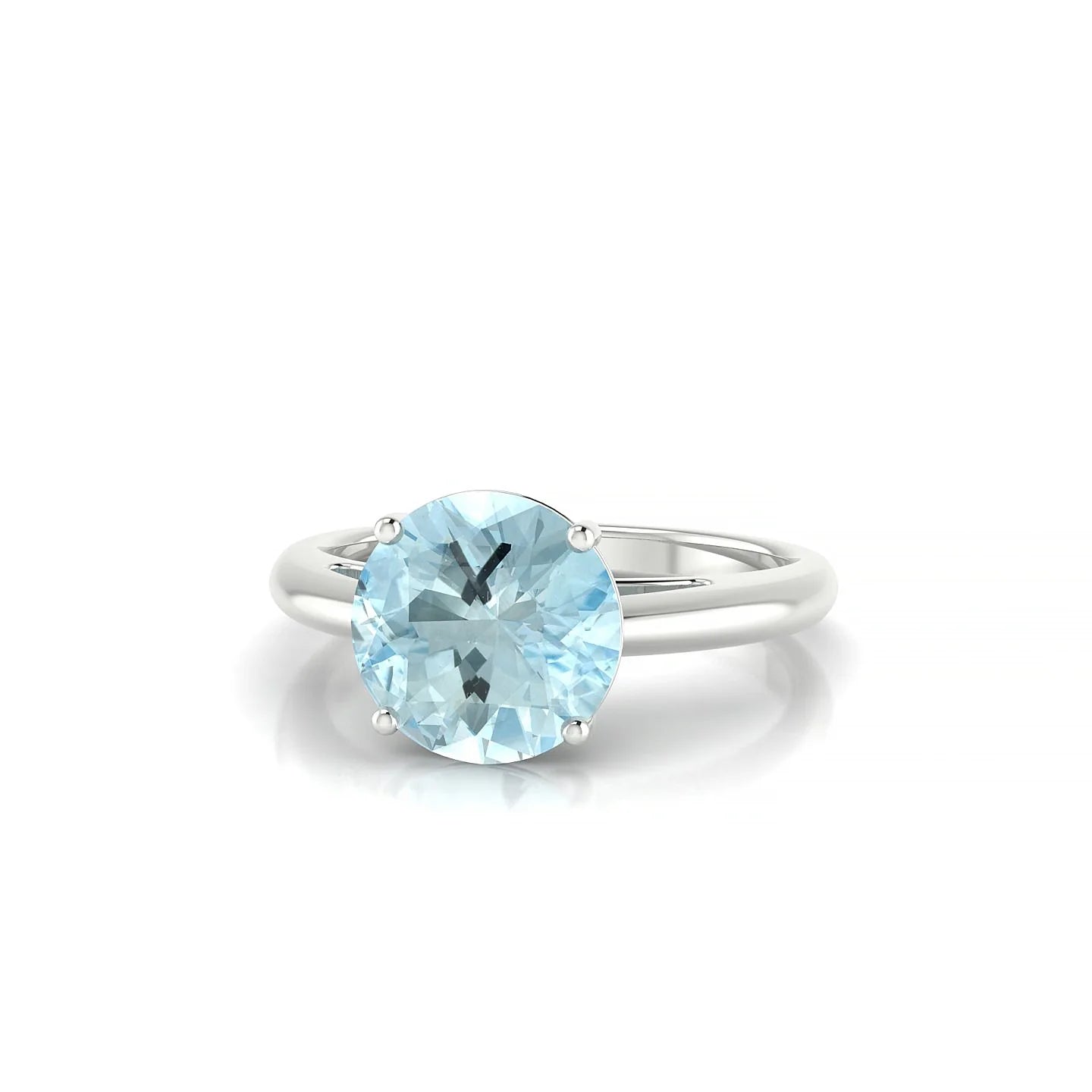 Treasure | 18k White Gold 8 mm Round Aquamarine Ring