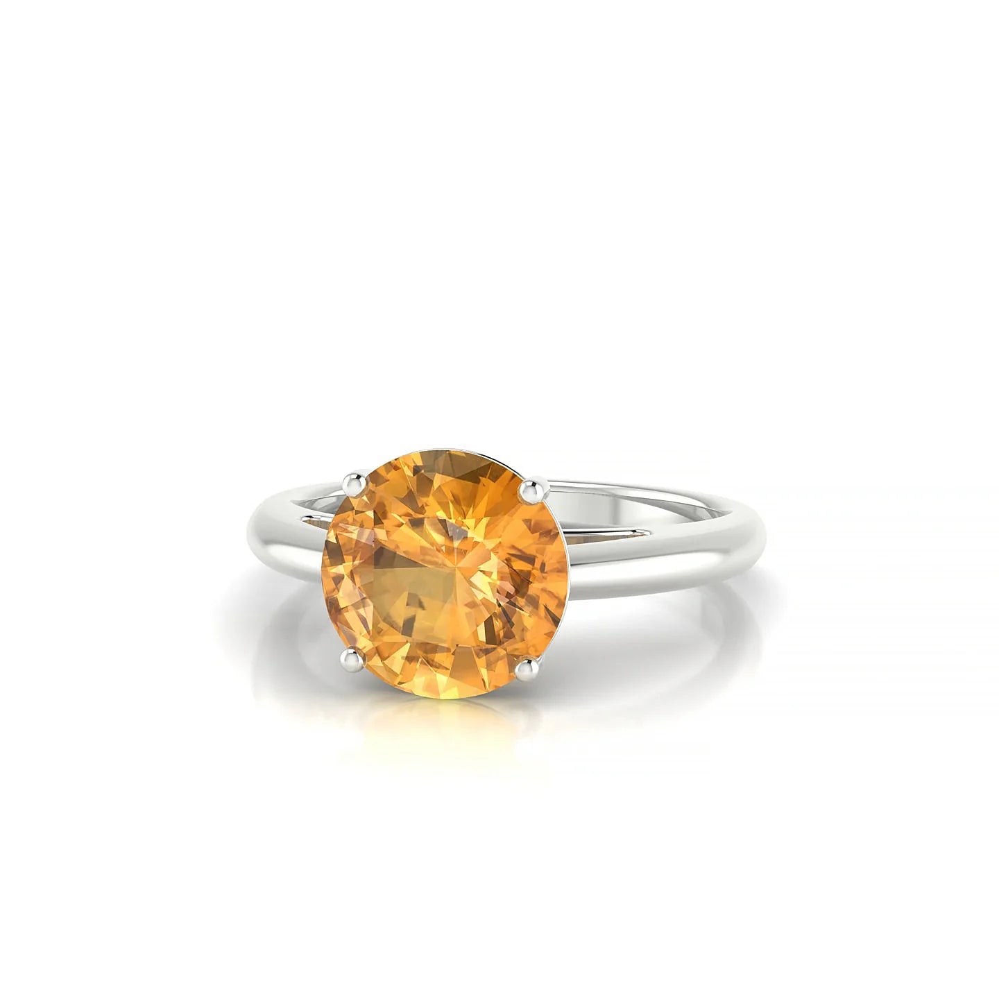 Treasure | 18k White Gold 8 mm Round Citrine Ring
