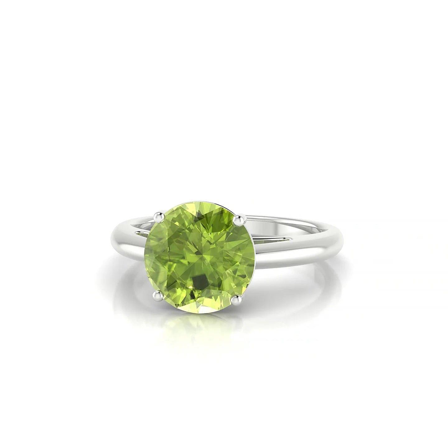 Treasure | 18k White Gold 8 mm Round Peridot Ring