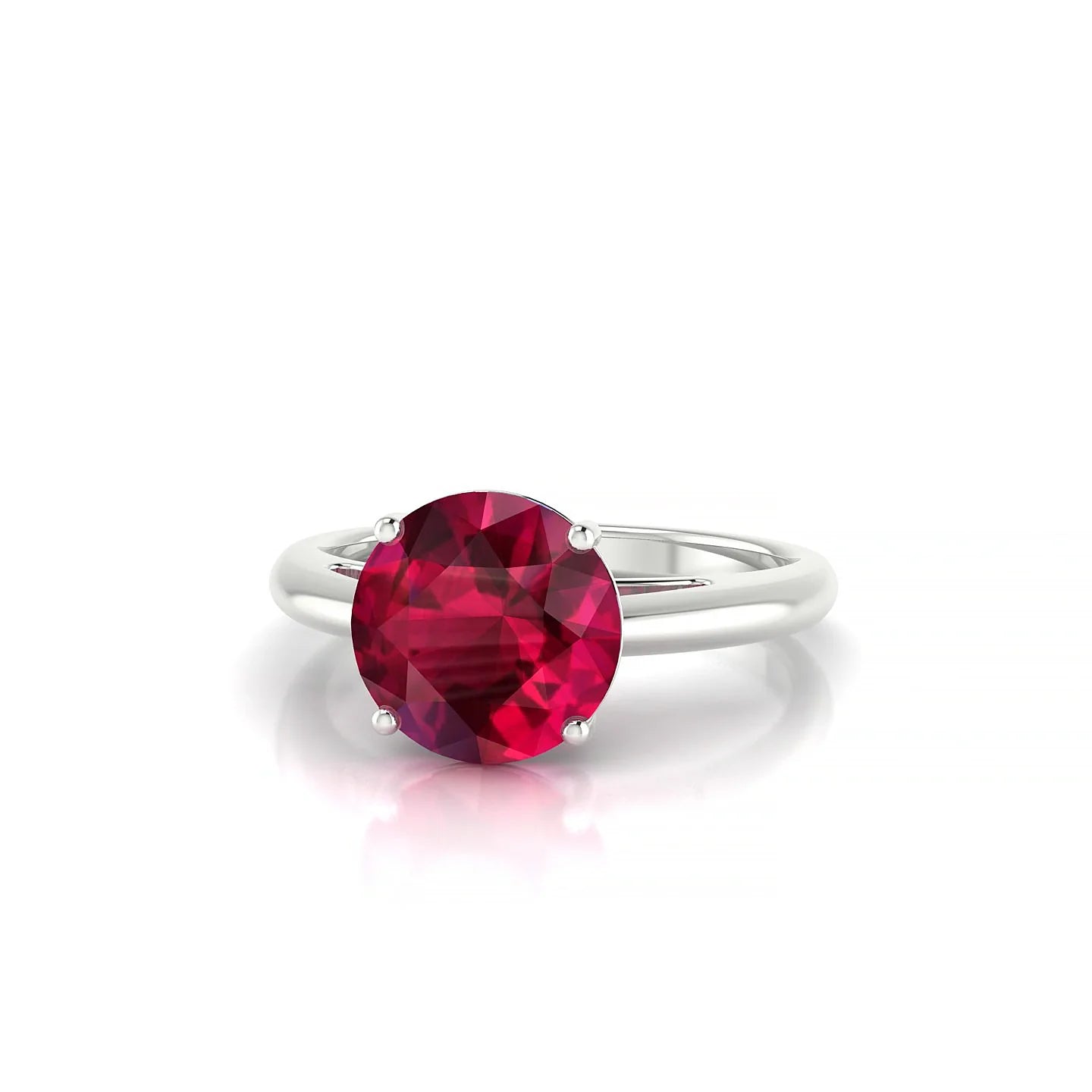 Treasure | 18k White Gold 8 mm Round Ruby Ring